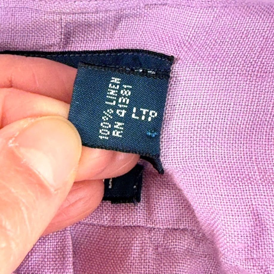 Polo Ralph Lauren VINTAGE Polo Ralph Lauren Classic Fit Shirt Men XL Lavender 100% Linen Short Sleeve Button-Up Collared Pony Embroidered Solid Size US XL / EU 56 / 4 - 6 Thumbnail