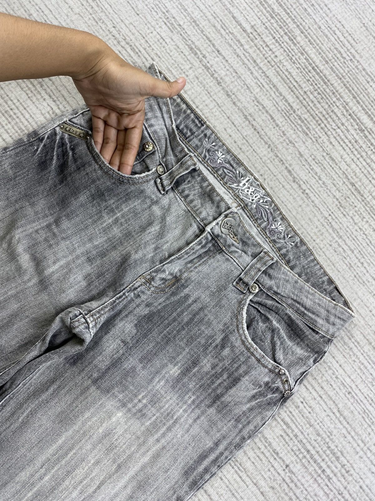 Hysteric Glamour Vintage Flared H&G Grey Wash Denim Pants Size US 31 - 8 Thumbnail