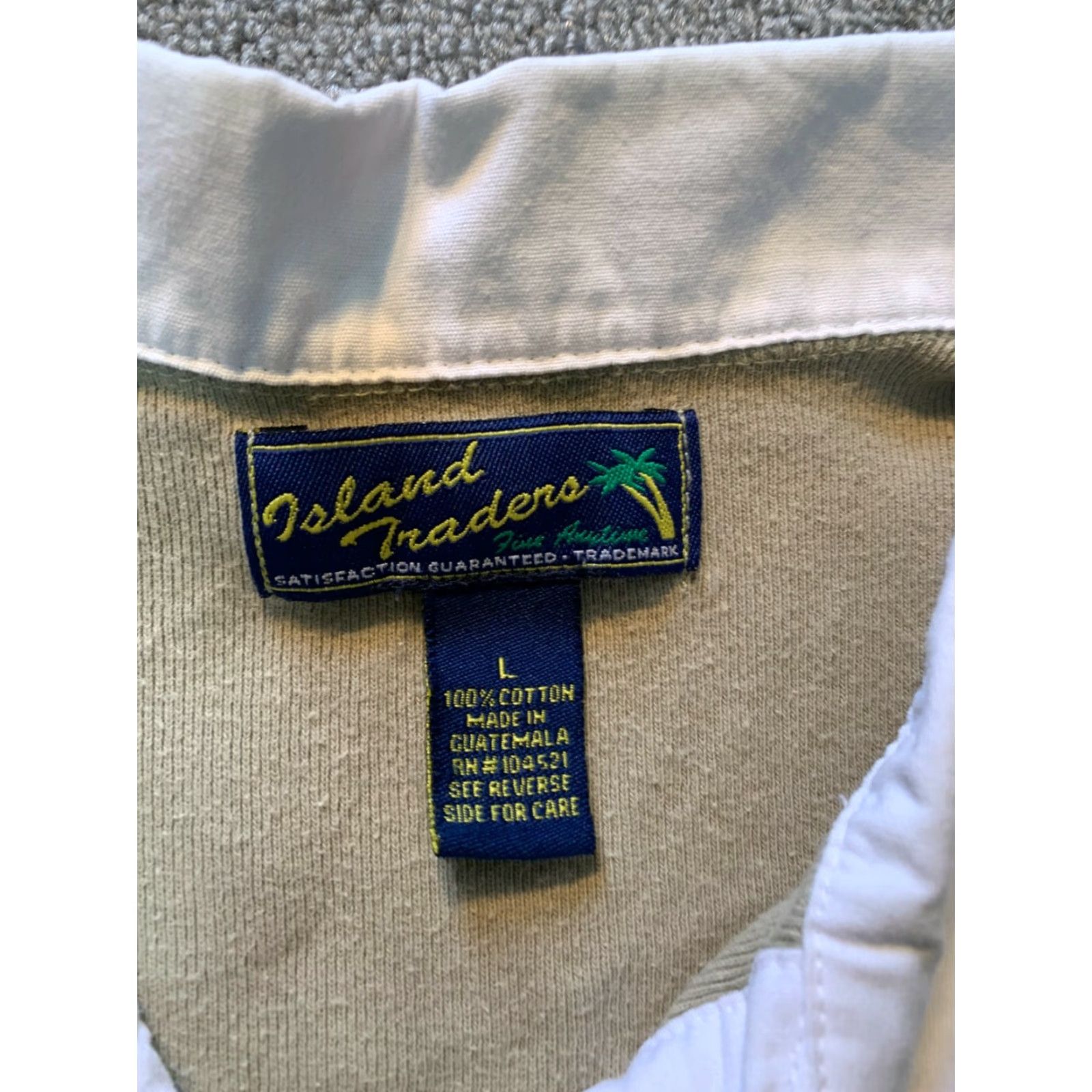 Vintage Island Traders Shirt Sleeveless Large L Collar Cotton Women's Beige Casual T-Shirt 100% Cotton Aloha Summer Vintage No Size L / US 10 / IT 46 - 4 Thumbnail