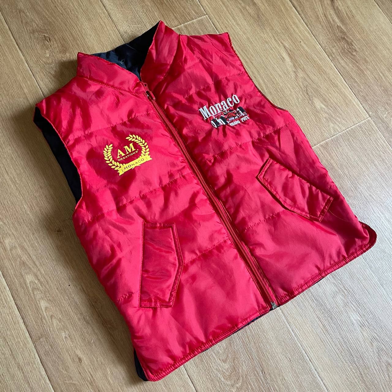 Vintage Vintage Monaco Grand Prix Racing Red/Black Nylon Vest Size US XS / EU 42 / 0 - 11 Thumbnail