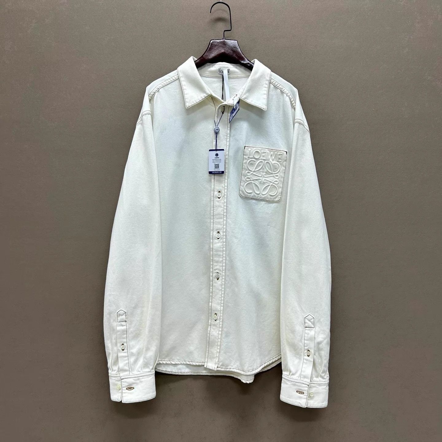 Loewe Loewe Men's New With Tags White Denim Shirt 48 Size US M / EU 48-50 / 2 - 1 Thumbnail