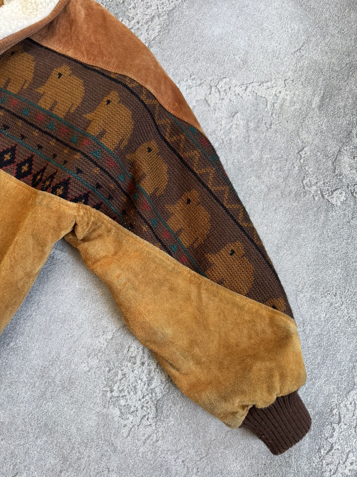 Cowboy Equipment Western Aztec suede leather retro lined bomber jacket 90s Size US S / EU 44-46 / 1 - 10 Thumbnail