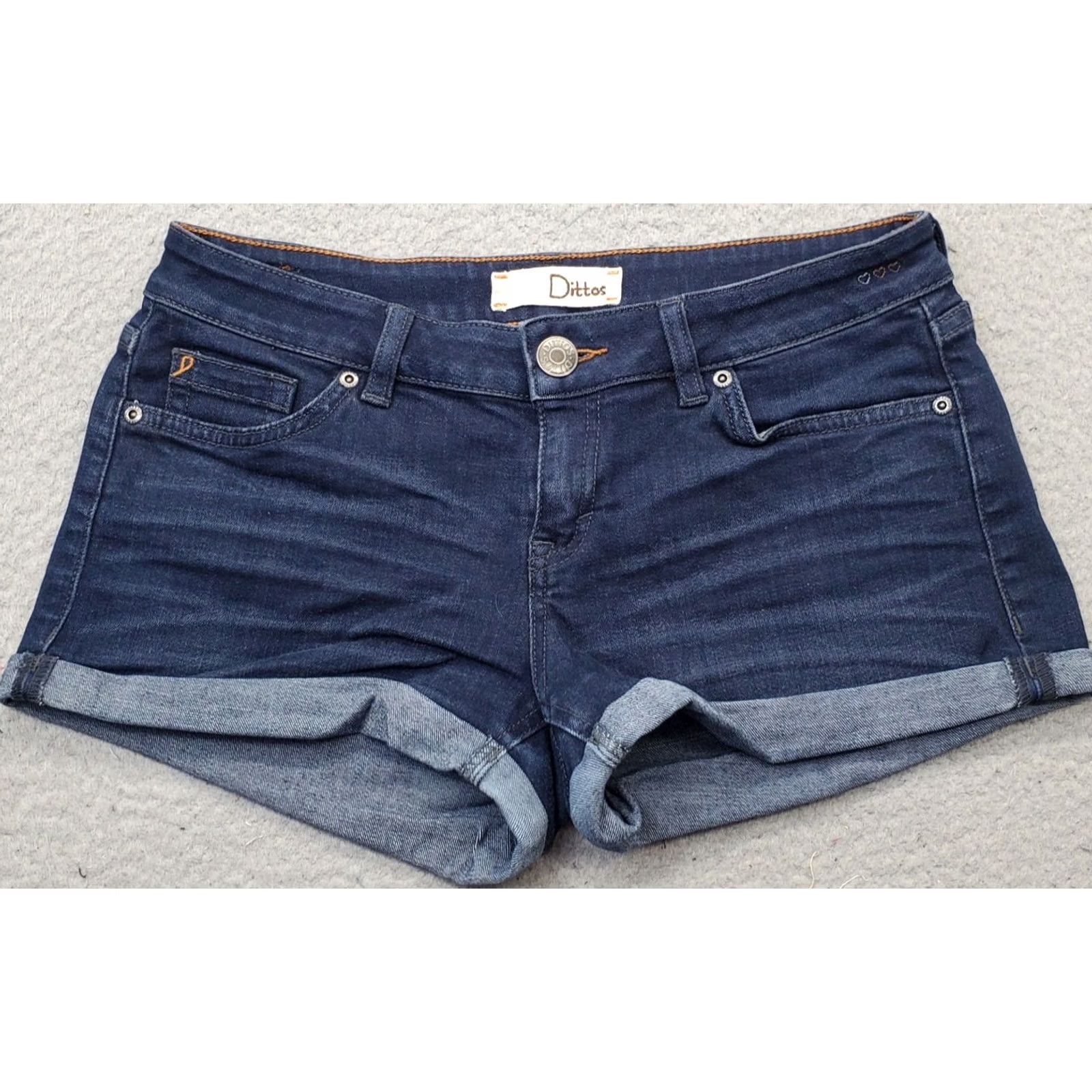 Denime Dittos Womens Shorts Blue Dark Wash Mid Rise Denim 5-Pocket Cuffed Stretch 27 Size 27" / US 4 / IT 40 - 2 Thumbnail