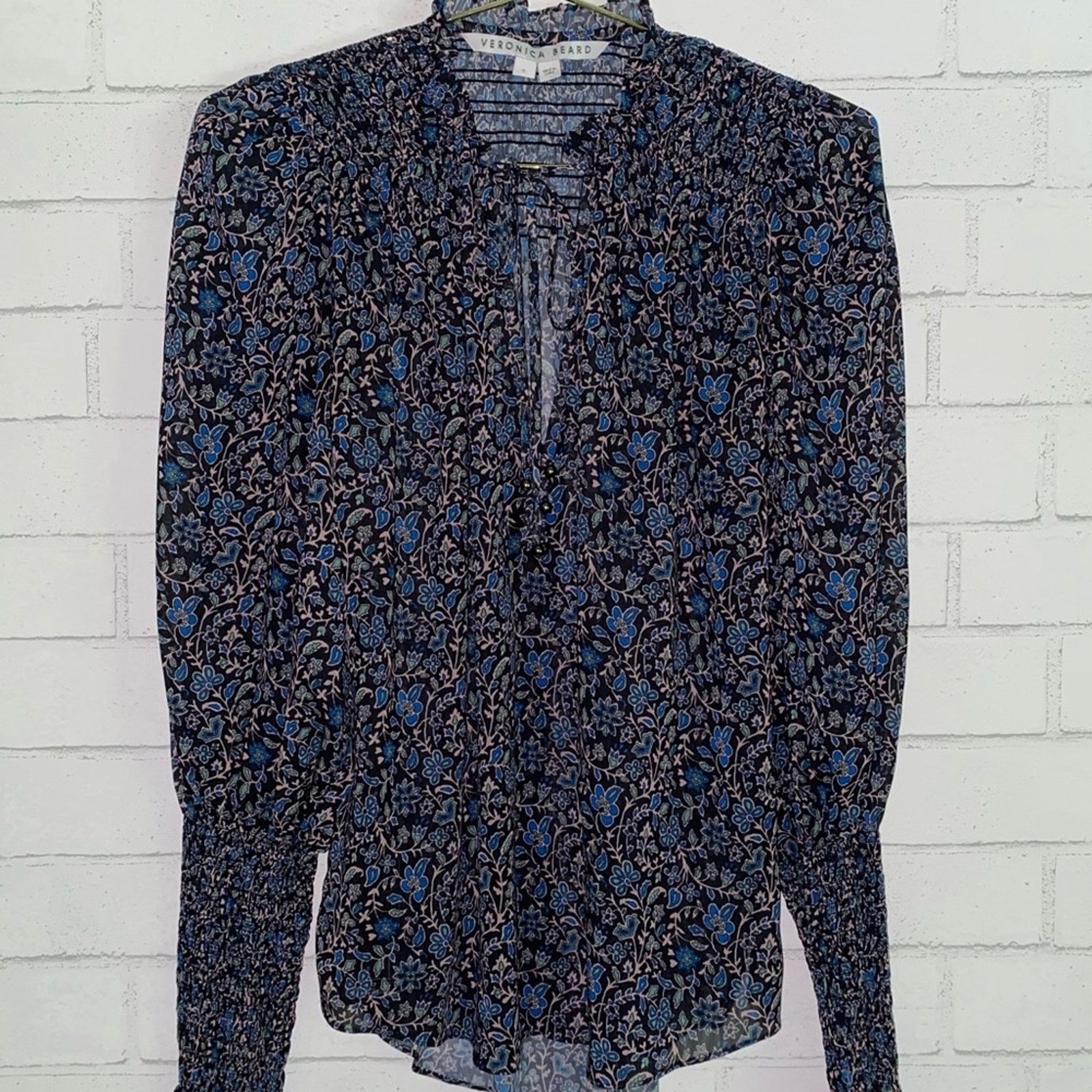 Veronica Beard Veronica Beard $277 Jaz Black Floral Balloon Sleeve Blouse 0 Size XS / US 0-2 / IT 36-38 - 8 Thumbnail