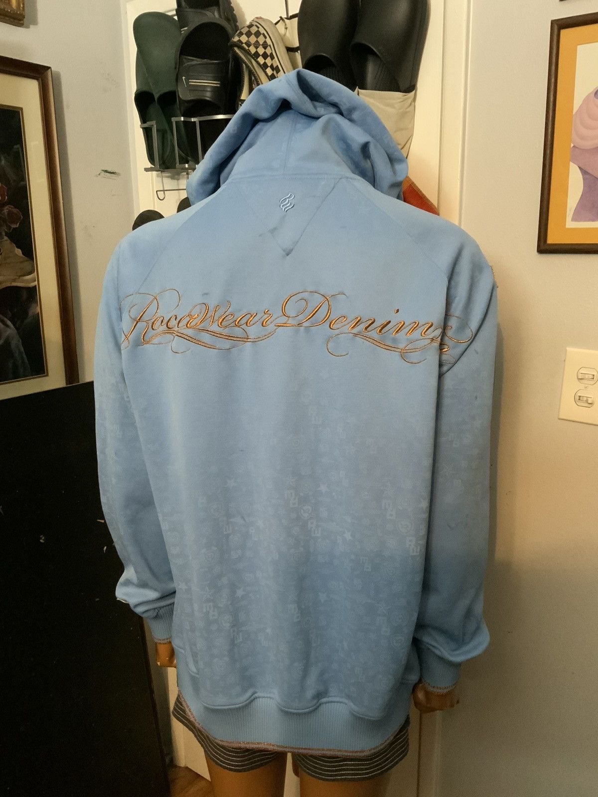 Rocawear × Vintage Vintage Y2K 2000s Rocawear Denim Flight Wings Zip Hoodie Size US XL / EU 56 / 4 - 14 Thumbnail