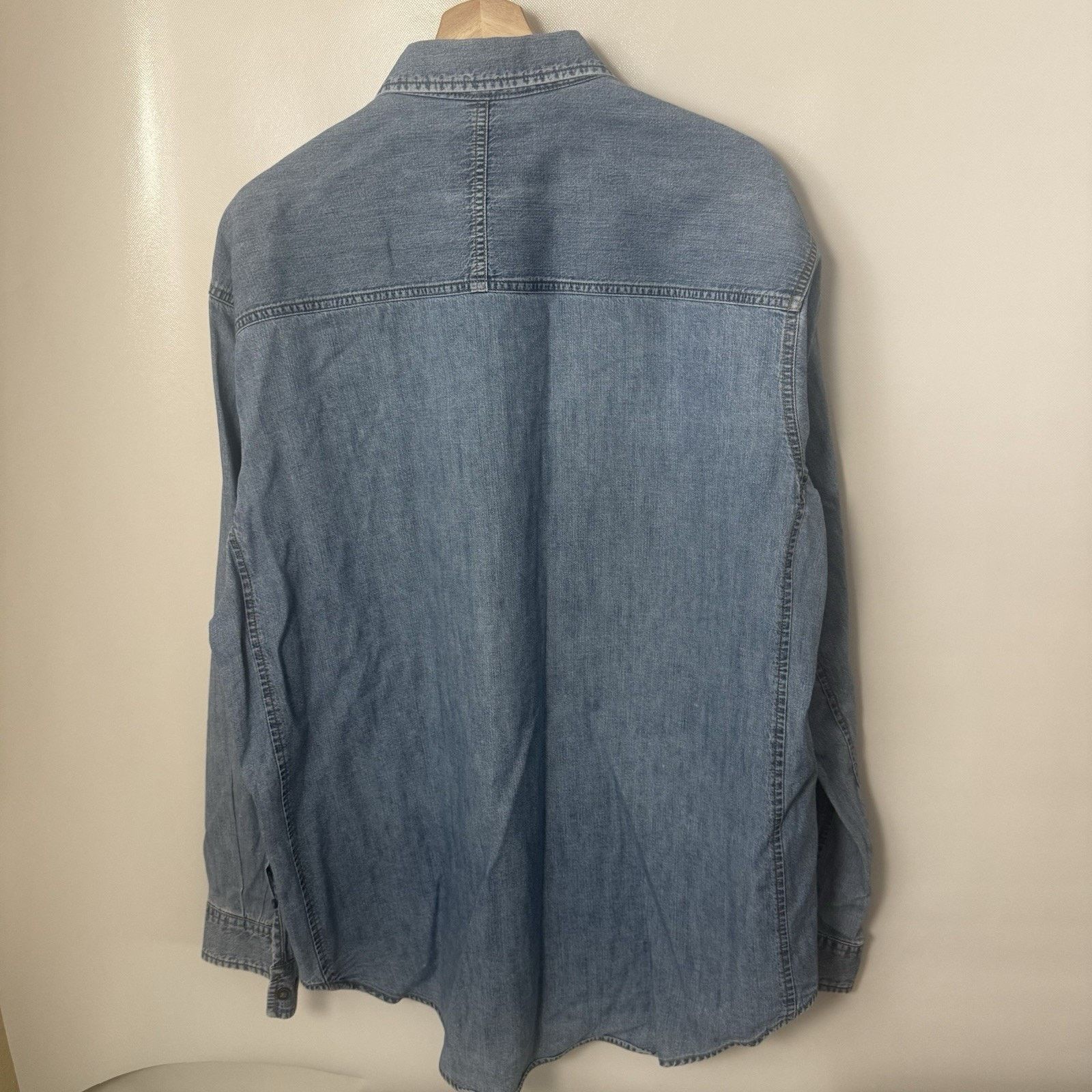 Wrangler Wrangler Riggs Workwear Denim Shirt Embroidered Starched Size US XL / EU 56 / 4 - 2 Thumbnail