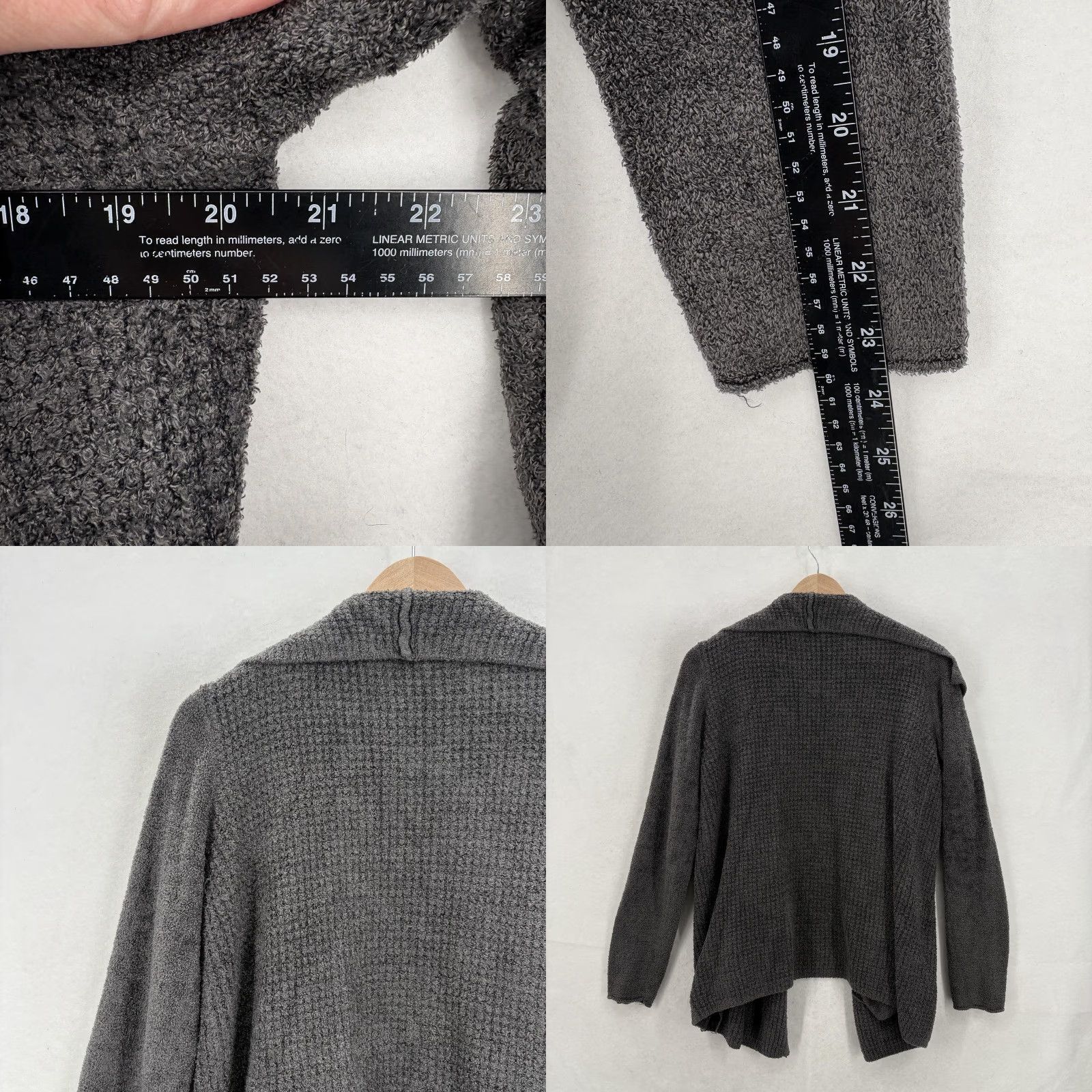 Vintage Barefoot Dreams Cardigan Womens Large Gray Cozychic Lite Open Pockets Knit Lightweight Size L / US 10 / IT 46 - 8 Thumbnail