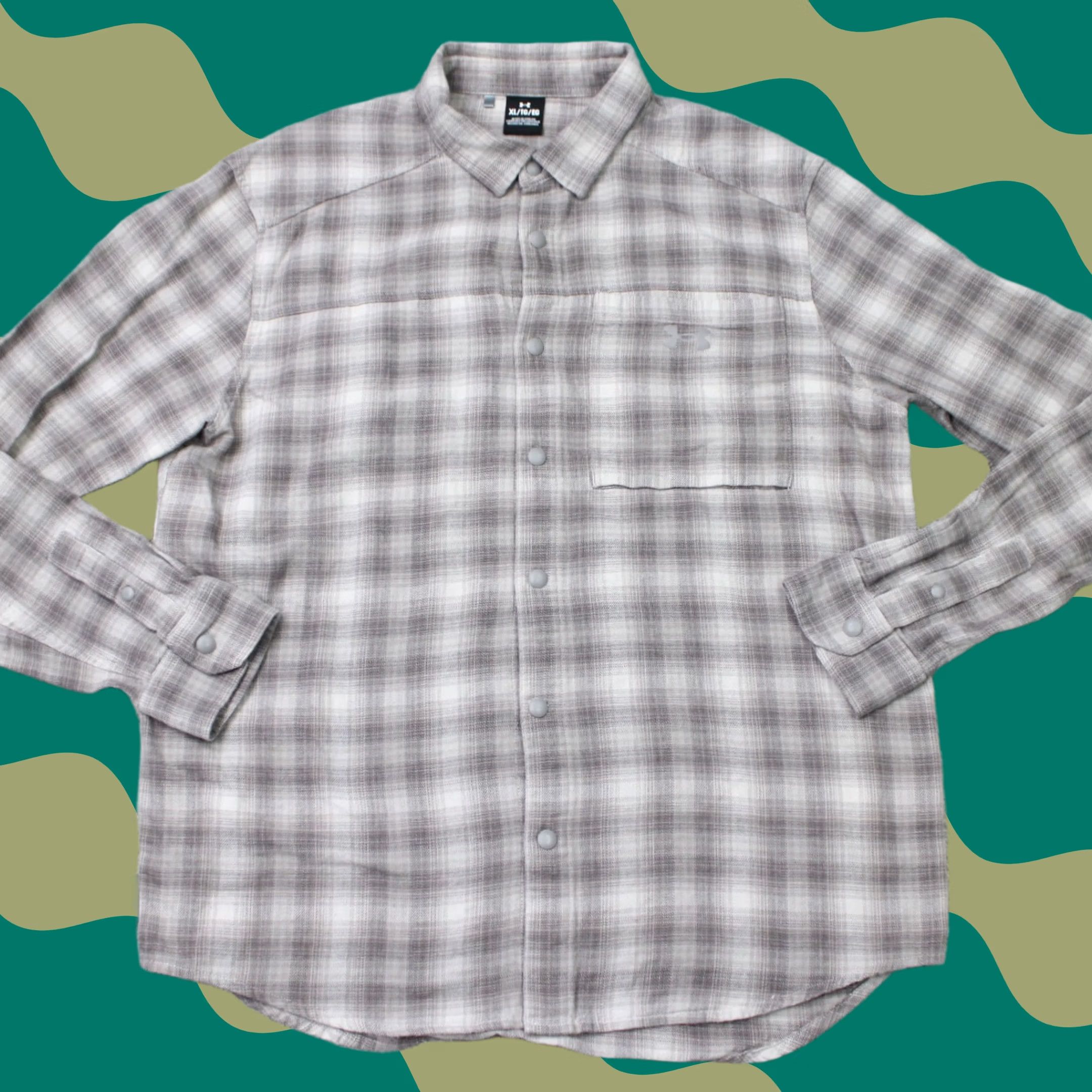 Under Armour Under Armour Shirt Mens XL Gray Plaid Tradesman Flex Flannel Long Sleeve Snap Button-Up Casual Winter Fall Spring Mens XL Gray Plaid Tradesman Flex Size US XL / EU 56 / 4 - 1 Thumbnail