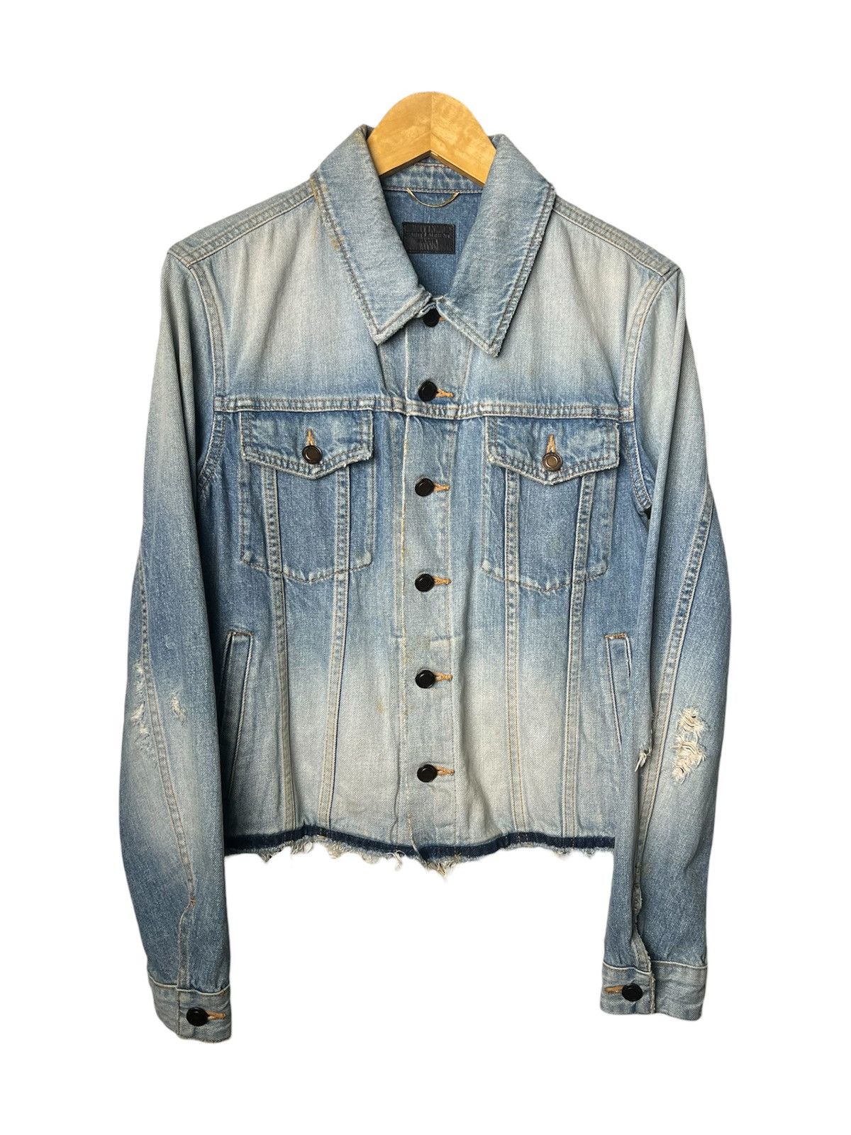 Saint Laurent Paris Saint Laurent Anthony Vaccarello Distressed Denim Jacket Size US XS / EU 42 / 0 - 1 Thumbnail