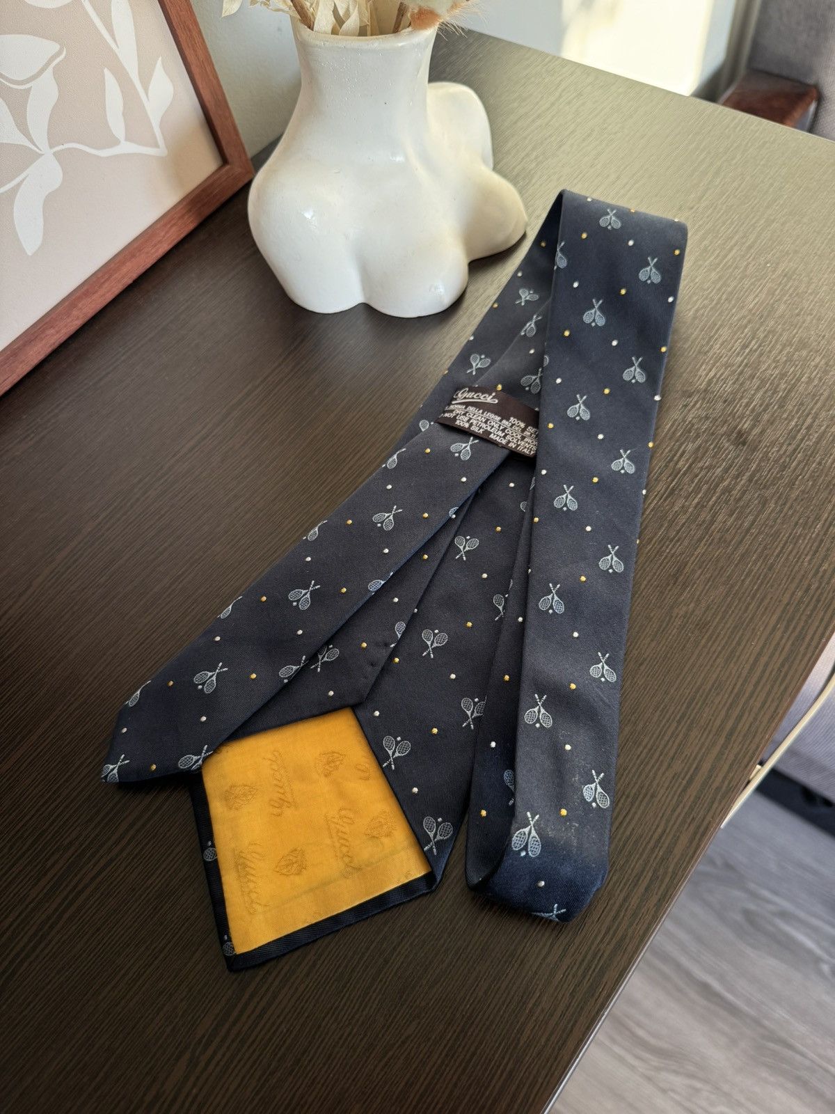 Gucci Vintage Gucci 1980’s Men’s RacquetsTennis Monogram Neck tie Size ONE SIZE - 7 Thumbnail
