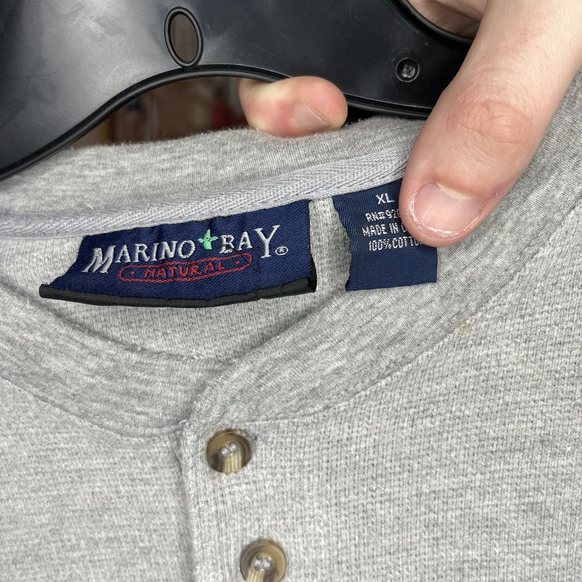 Vintage Marino Bay Button Up Henley Grey Short Sleeve Shirt Size XL Size US XL / EU 56 / 4 - 3 Thumbnail