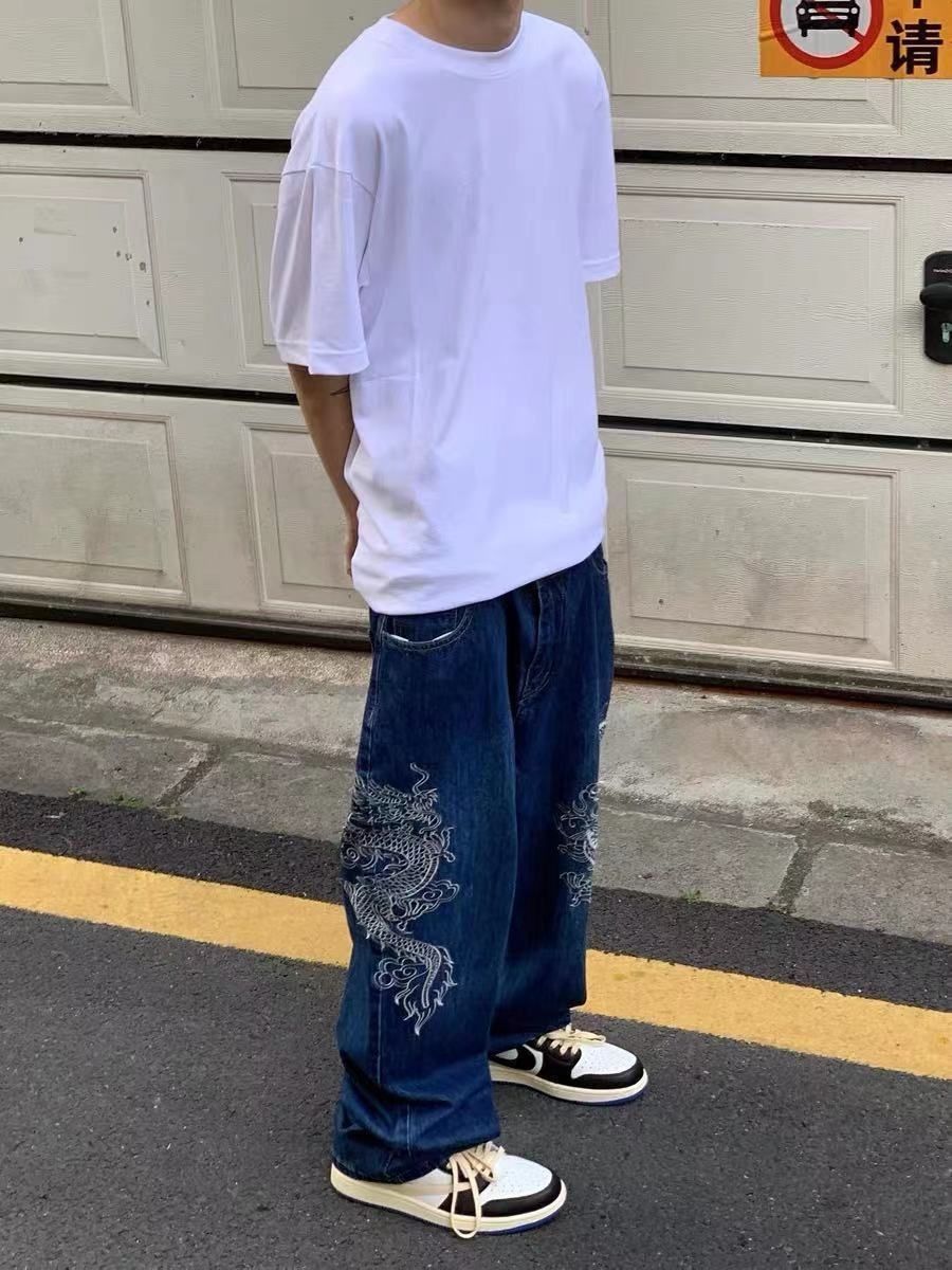 Japanese Brand × Vintage Dragon Pattern Embroidery Baggy Jeans Size US 26 / EU 42 - 2 Thumbnail