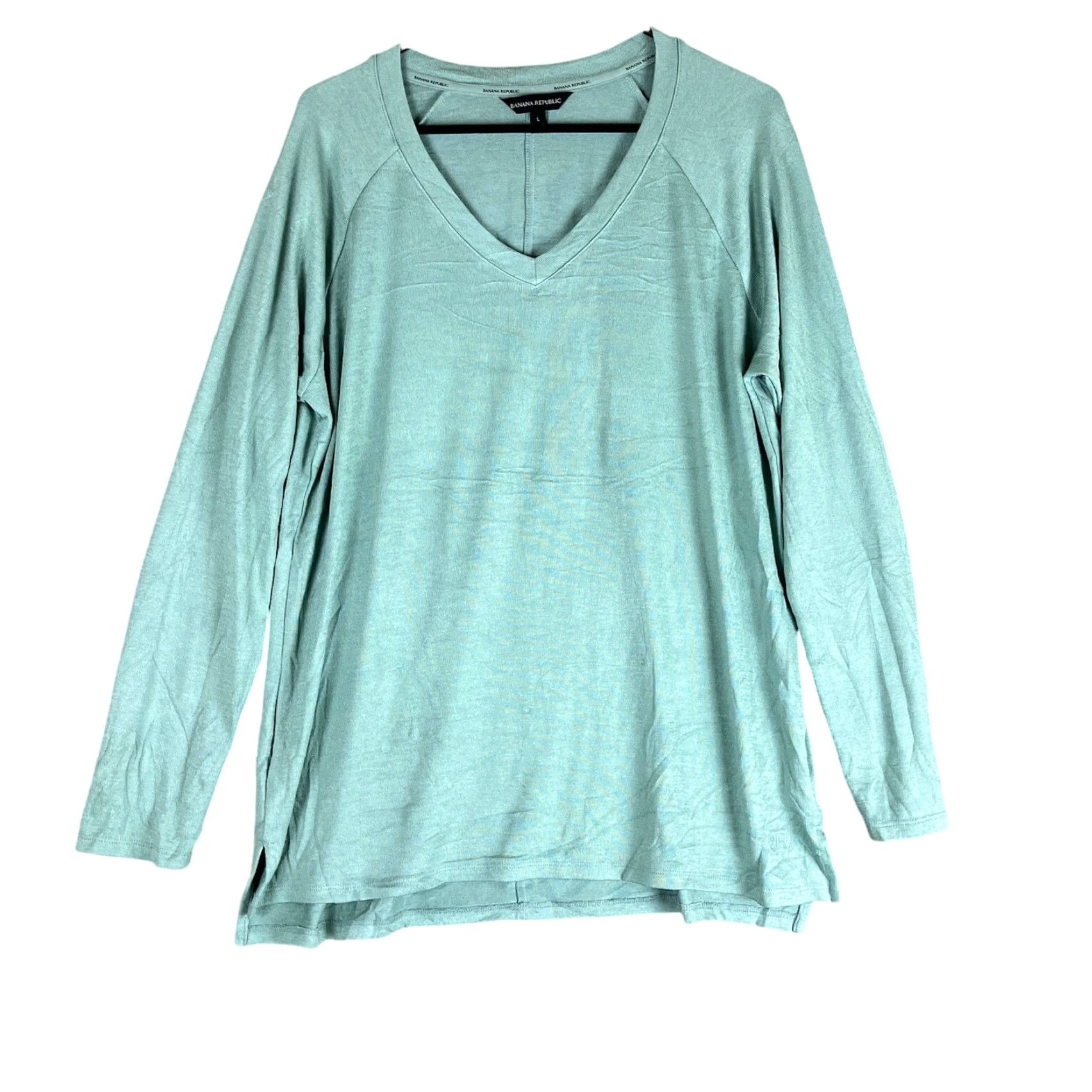 Banana Republic Banana Republic Sweater Womens V Neck Mint Green Pullover Tunic Oversized Stretch Large Knit Smooth Casual Workwear Modern Normcore Size L / US 10 / IT 46 - 2 Thumbnail