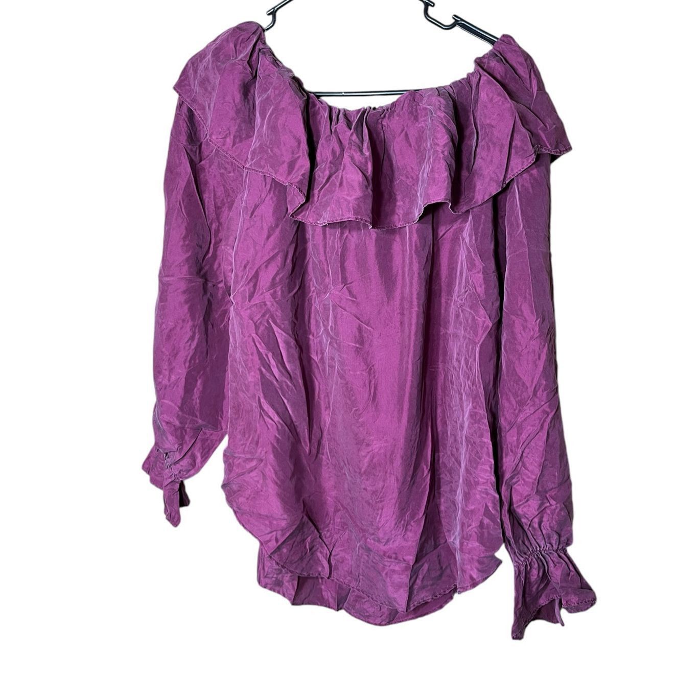 Other Vintage Jonathan Martin 100%Silk Purple Ruffle Top Blouse Wo Size M / US 6-8 / IT 42-44 - 7 Thumbnail