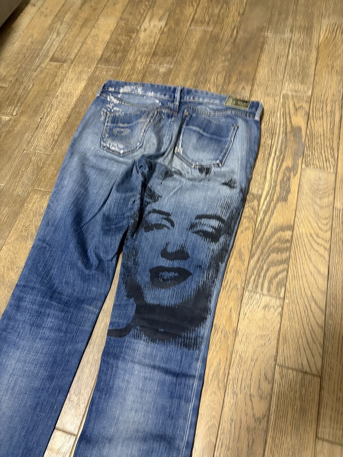 Andy Warhol Pepe Jeans Andy Warhol Marilyn Monroe Graphic Jeans Y2K Punk Size US 29 - 6 Thumbnail
