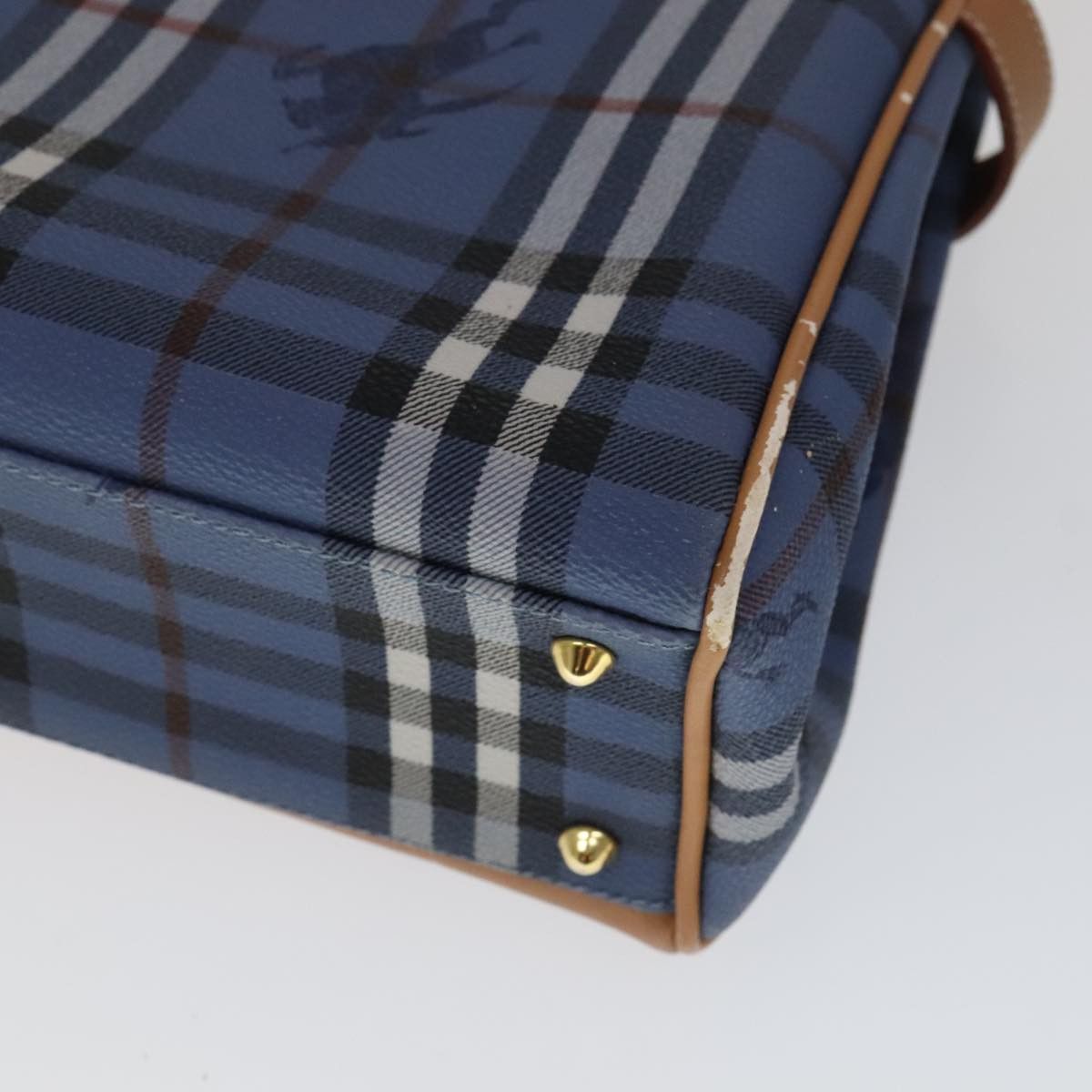 Burberry Burberry Nova Check Hand Bag Pvc Leather Blue Size ONE SIZE - 16 Thumbnail