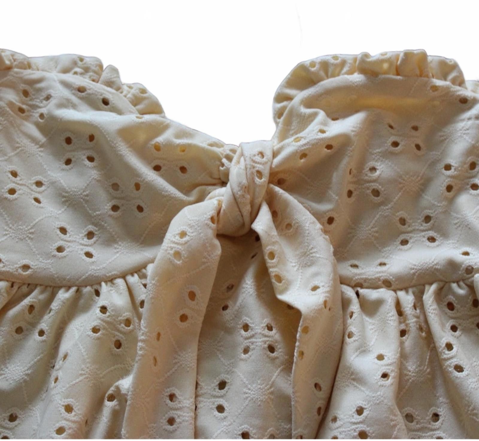 Shein SHEIN Yellow Eyelet Tie-Back Crop Top Small NWOT Size S / US 4 / IT 40 - 4 Thumbnail