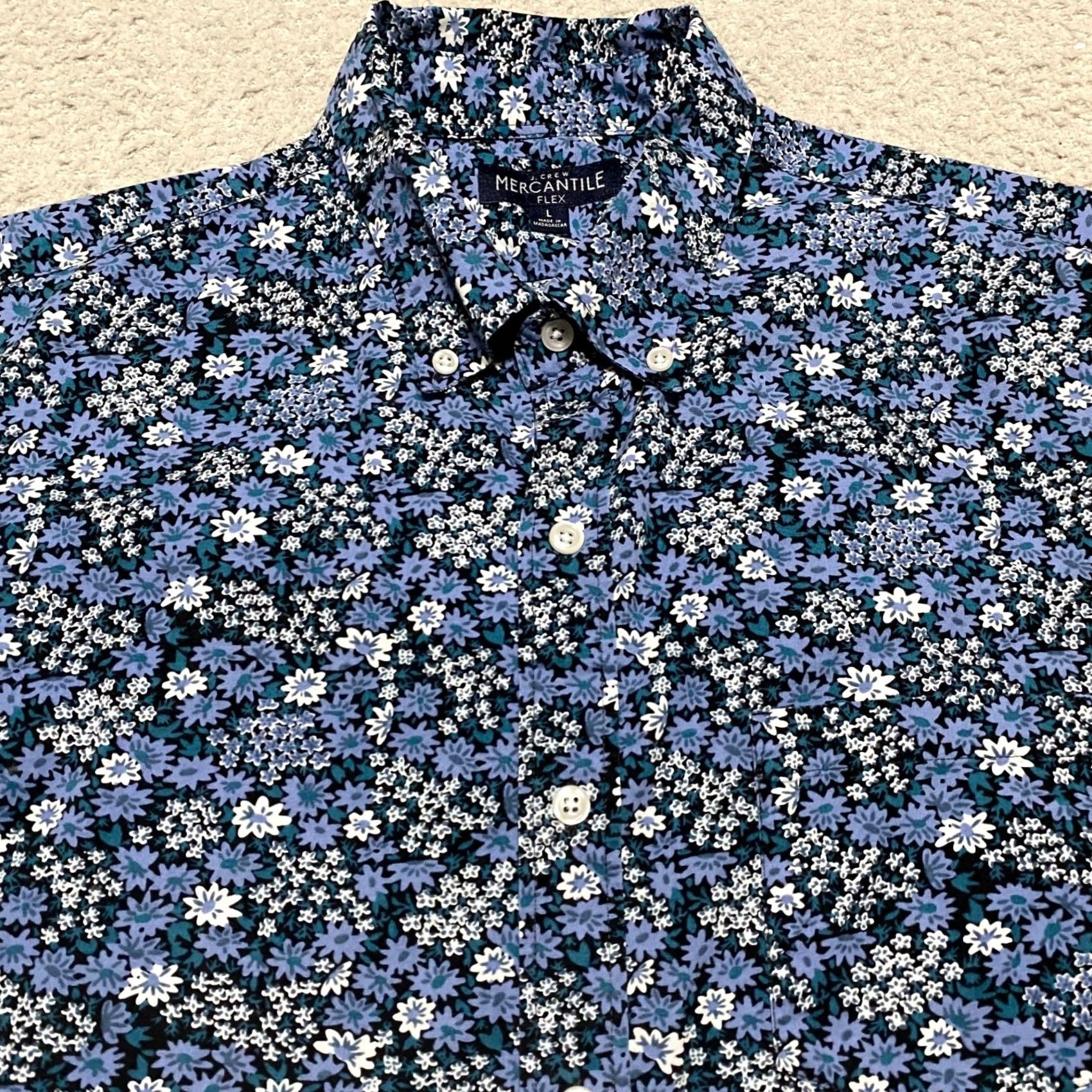 J.Crew J. Crew Mens Large Blue Floral Long Sleeve Button Down Shirt Cotton Stretch Size US L / EU 52-54 / 3 - 6 Thumbnail