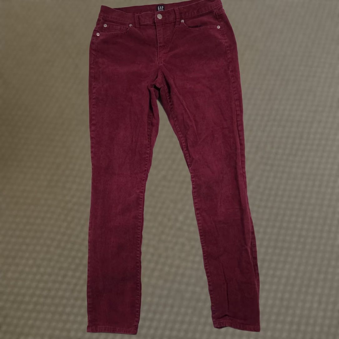 Gap Gap Womens Jeans Red Corduroy Skinny Slim Mid Rise 5 Pocket 29L 29x29 Size 29" - 1 Thumbnail