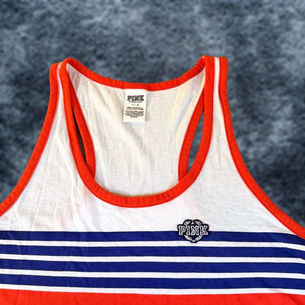 Vintage PINK Victoria's Secret Tank Top Racerback Striped Red White Blue Womens Large Size L / US 10 / IT 46 - 1 Thumbnail