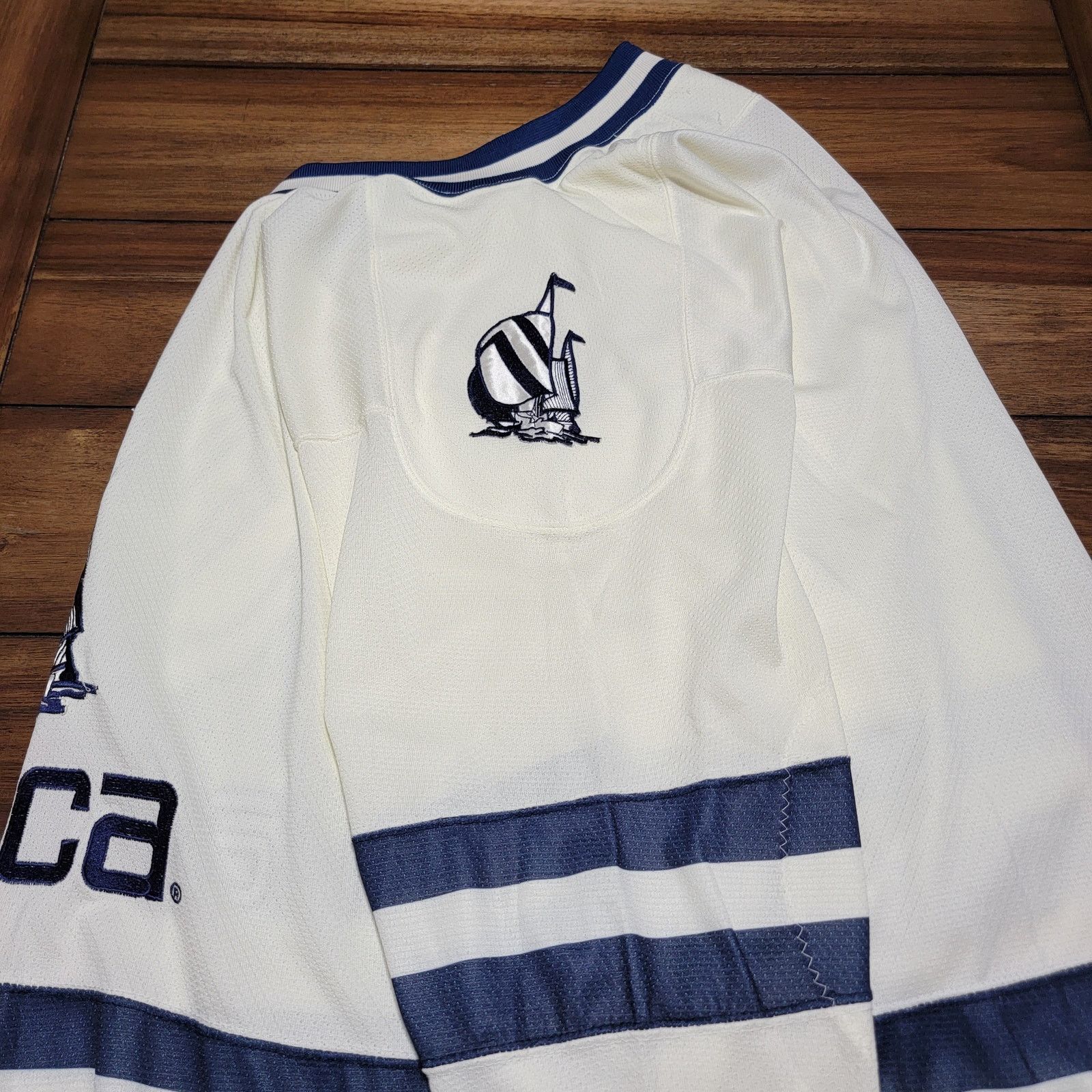 Nautica Nautica LS Cream & Navy Sailboat Jersey - Size Large Size US L / EU 52-54 / 3 - 6 Thumbnail
