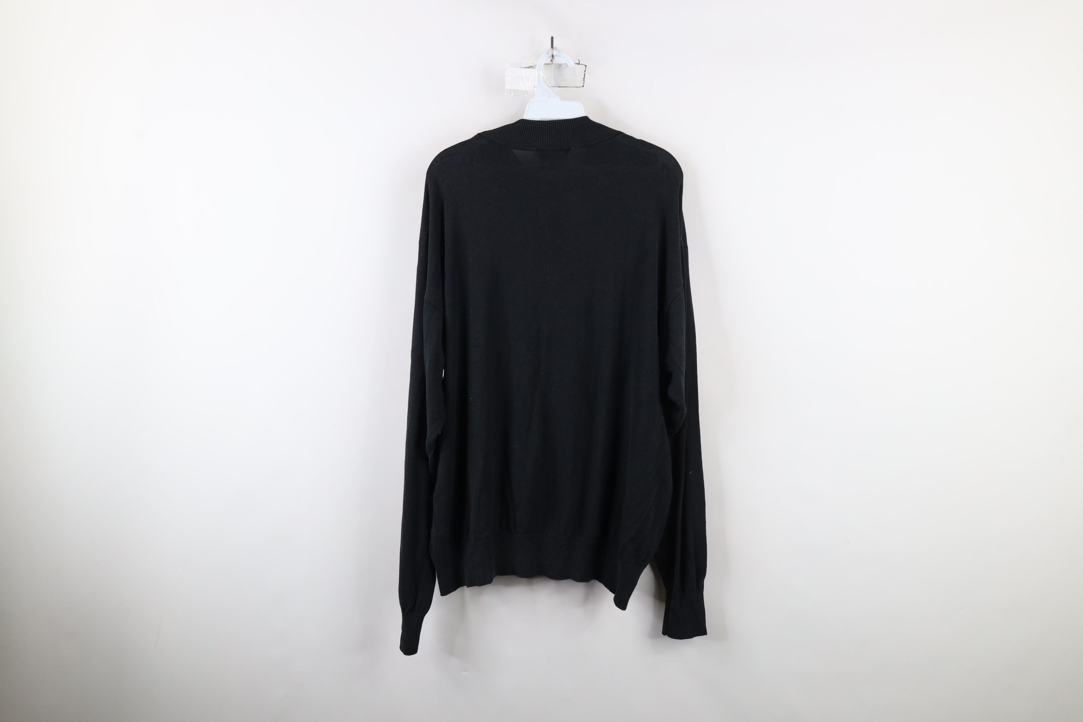 Vintage Vintage 90s Streetwear Silk Blend Mock Neck Sweater Black Size US XXL / EU 58 / 5 - 6 Thumbnail
