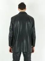 Men UK 44 US Real Leather Pea Over Coat Jacket Grunge Gothic