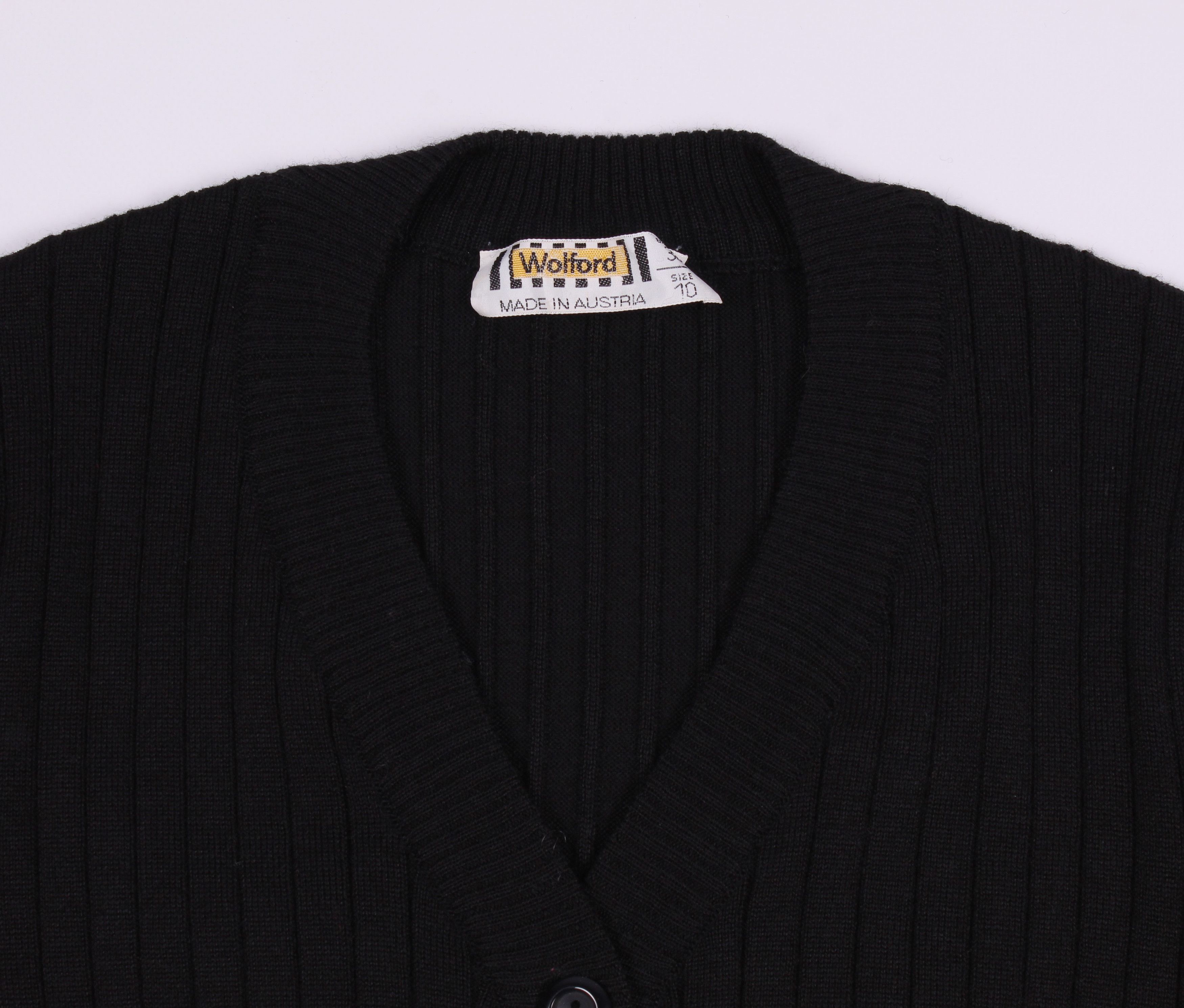 Wolford Vintage Wolford Black Rib Knit Short Sleeve Wool Cardigan Size M / US 6-8 / IT 42-44 - 5 Thumbnail