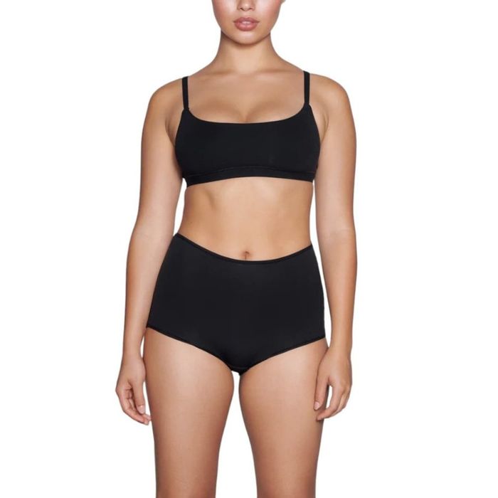Skims Black Soot Onyx thong, Size large, Cotton, New