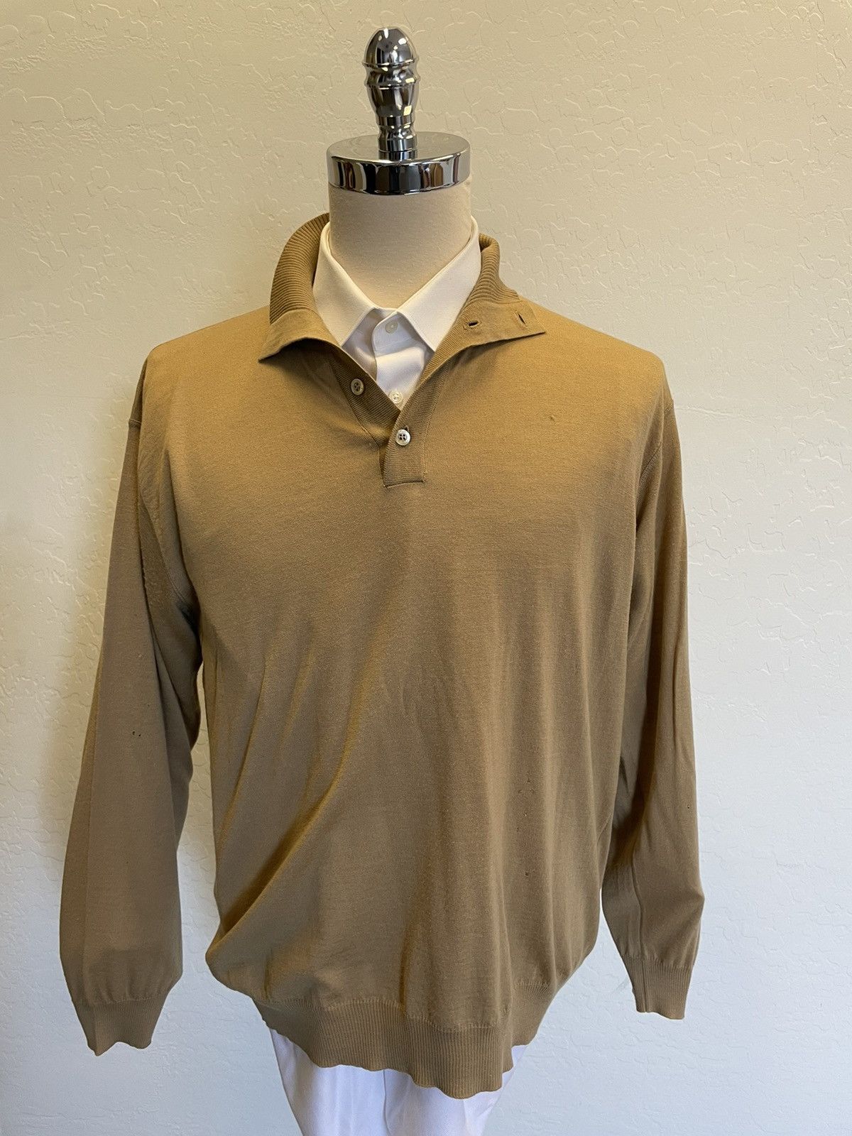 Brioni Button Placket Mock Neck Wool Sweater Size US XL / EU 56 / 4 - 1 Thumbnail