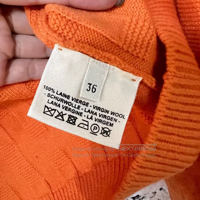 Hermes Hermes Orange Wool Knit Sweater, Classic Round Neck Design Size XS / US 0-2 / IT 36-38 - 5 Thumbnail