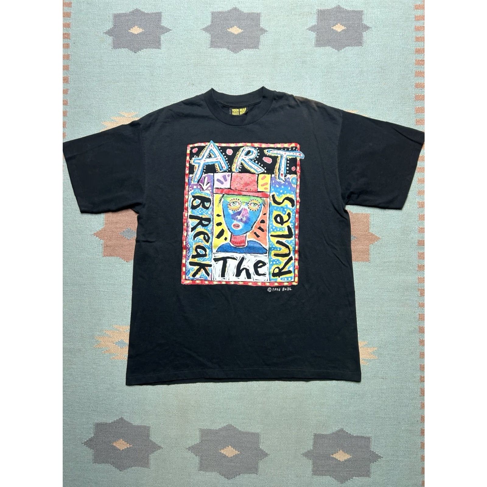 FRED VINTAGE 90s Fred Babb abstract art t shirt black XL Abstract Mens T-Shirt 90s Size US XL / EU 56 / 4 - 2 Thumbnail