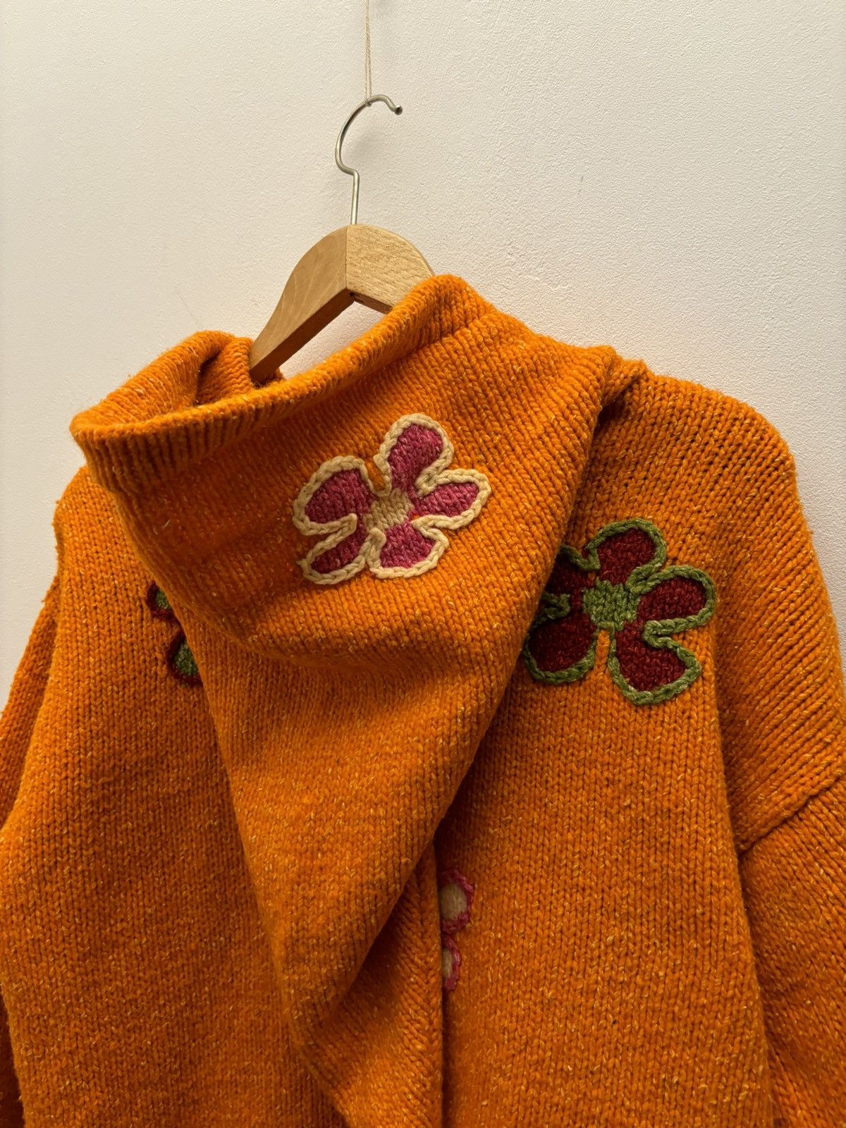 Japanese Brand × Vintage Vintage Hippie Witch Hand Wool Knitted Flowers Zip Hoodie Size US M / EU 48-50 / 2 - 7 Thumbnail