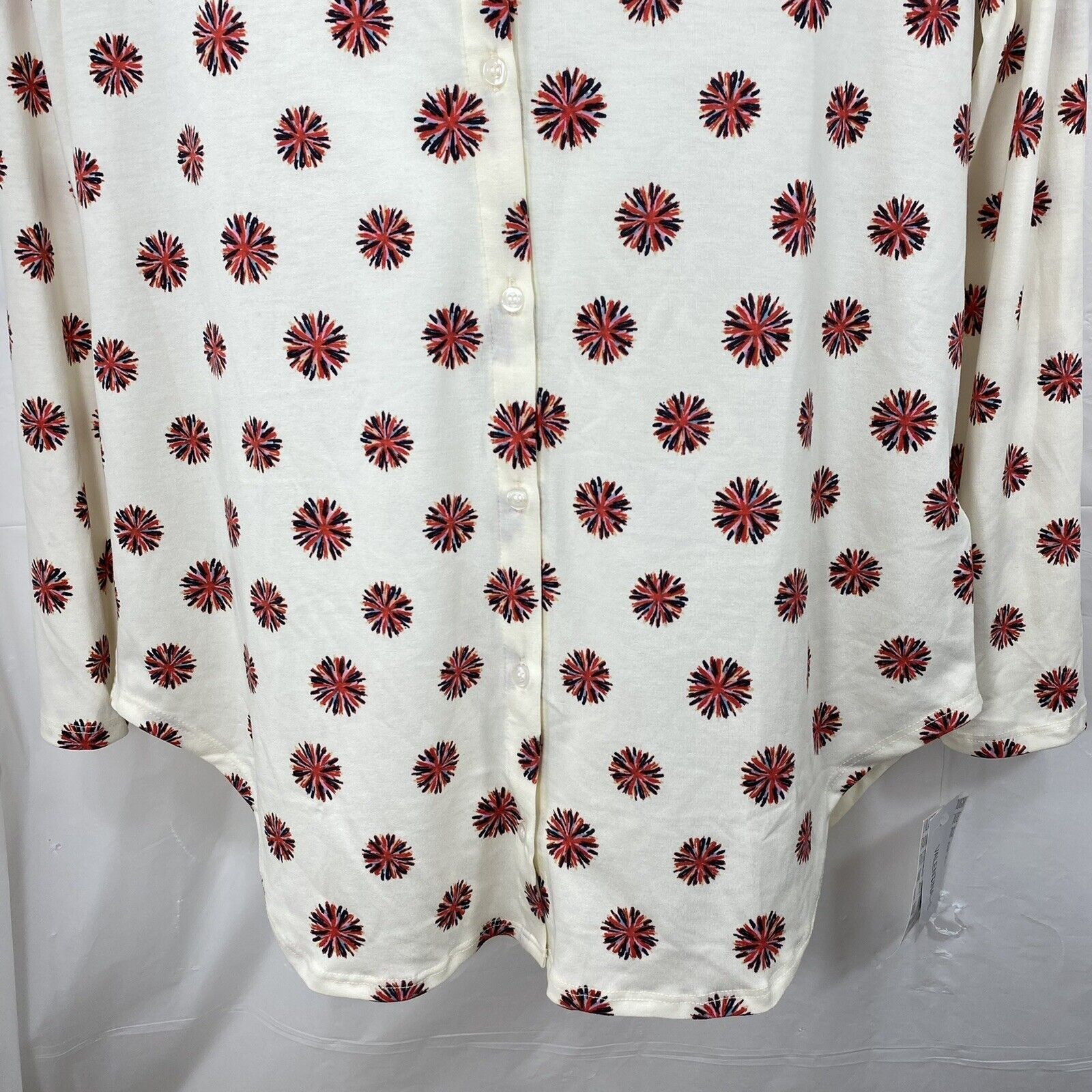Other LuLaRoe Valentina Small White Fireworks Button Down Shirt Size S / US 4 / IT 40 - 4 Thumbnail