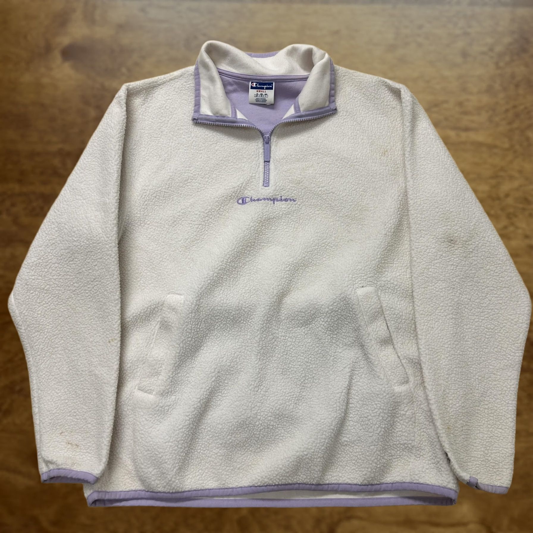 Champion Champion Sweatshirt Womens Small White Fleece 1/4 Zip Mock Neck Pullover Top Size S / US 4 / IT 40 - 1 Thumbnail