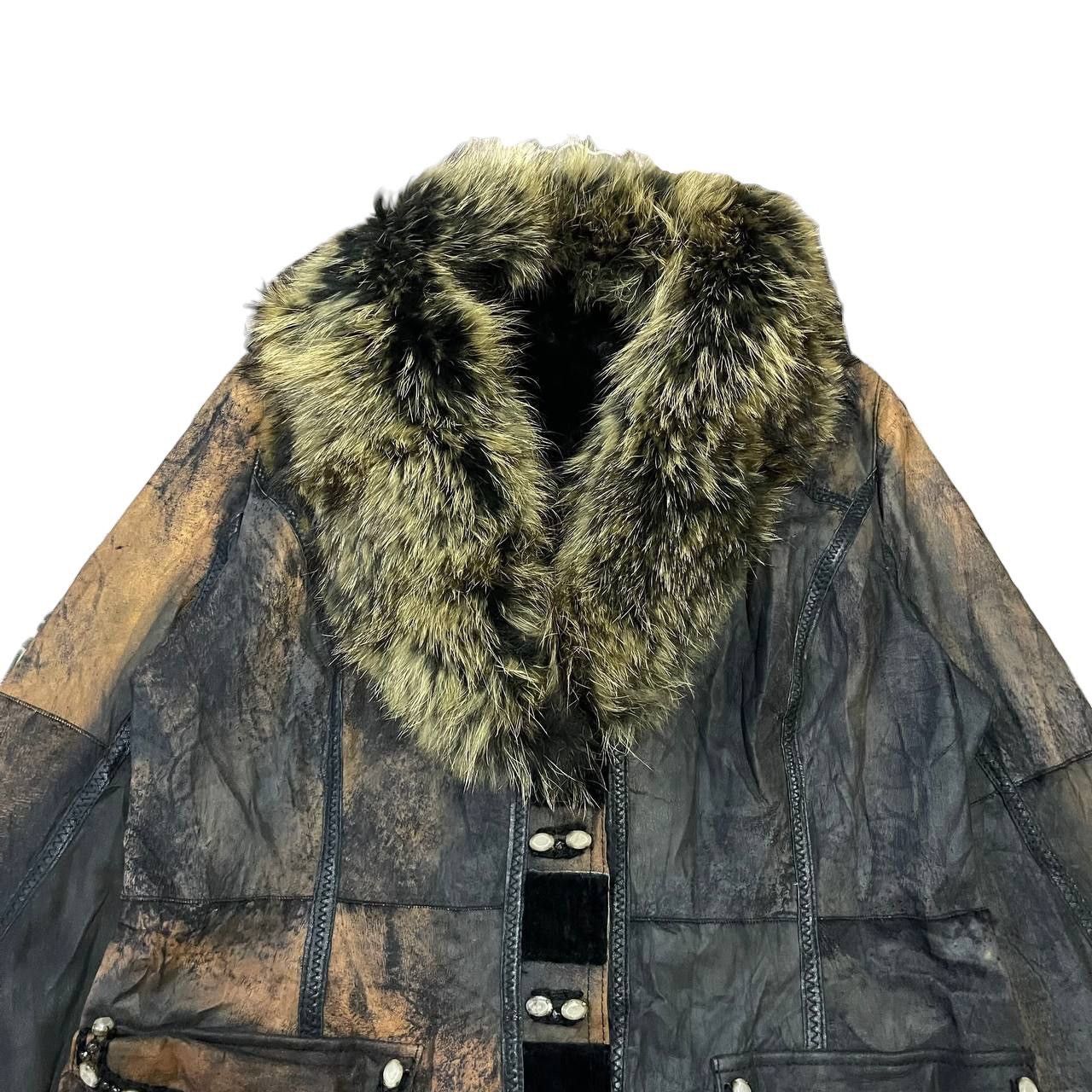 Le Grande Bleu (L.G.B.) Vintage If Six Was Nine LGB Style Fur Leather Jacket Size L / US 10 / IT 46 - 2 Thumbnail