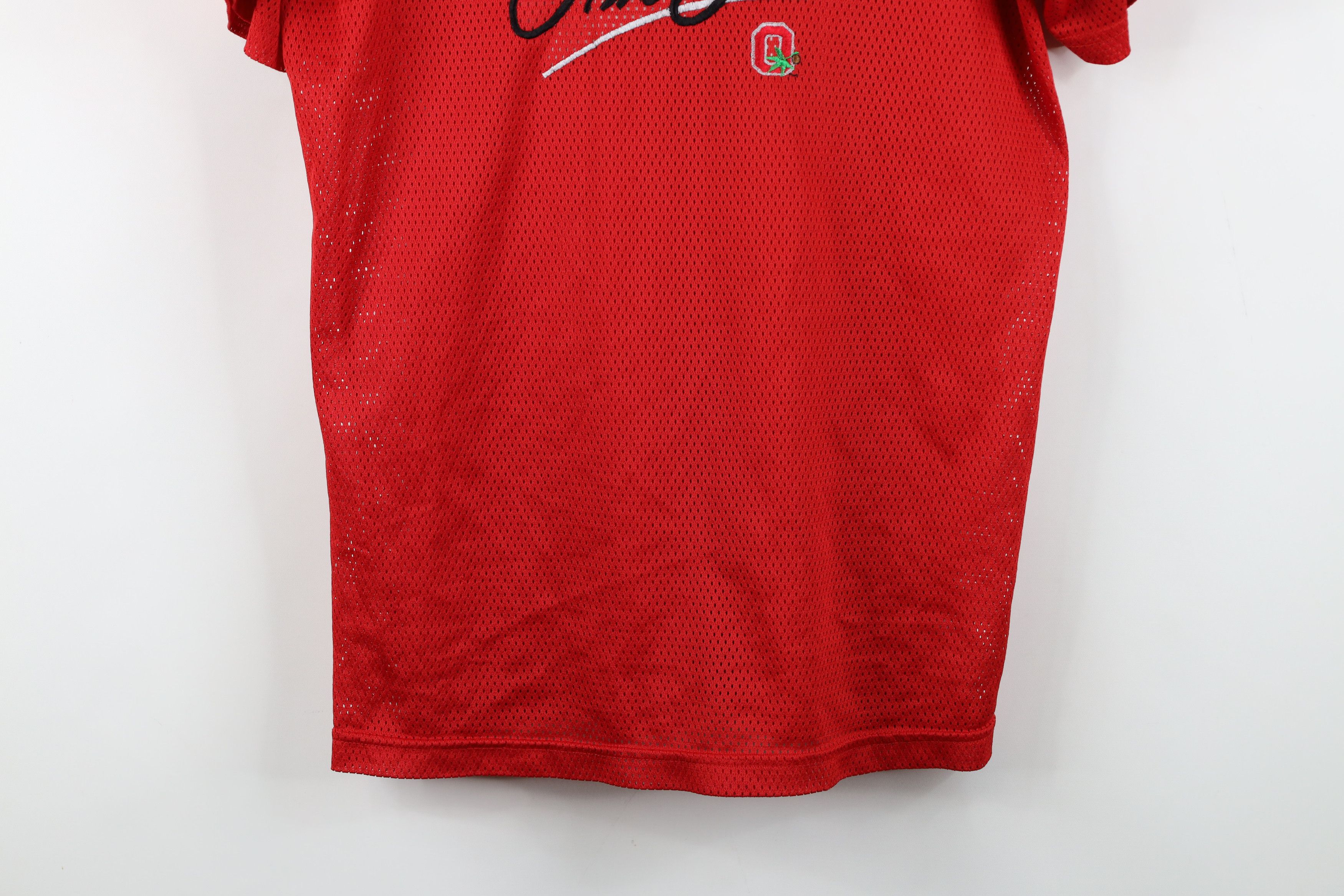 Vintage Vintage 90s Ohio State University Mesh Jersey T-Shirt Red Size US L / EU 52-54 / 3 - 3 Thumbnail
