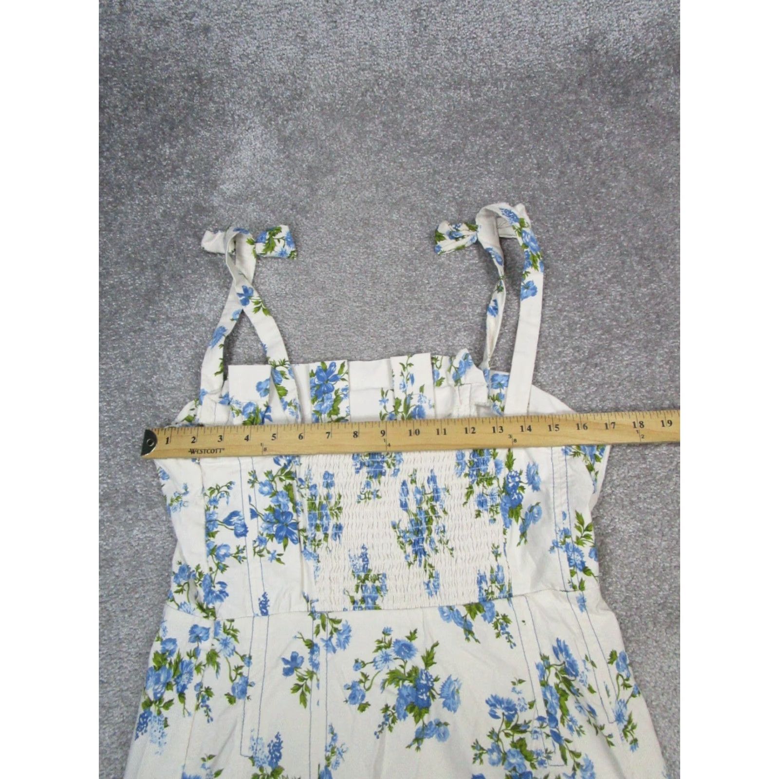 Anthropologie Anthropologie Dress Womens Large White Blue Floral Blouson Size L / US 10 / IT 46 - 6 Thumbnail