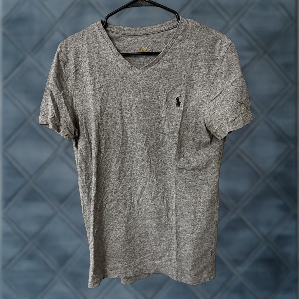Polo Ralph Lauren Polo Ralph Lauren Shirt Adult Small Gray Short Sleeve V-Neck Tee Classic Mens Size US S / EU 44-46 / 1 - 1 Thumbnail