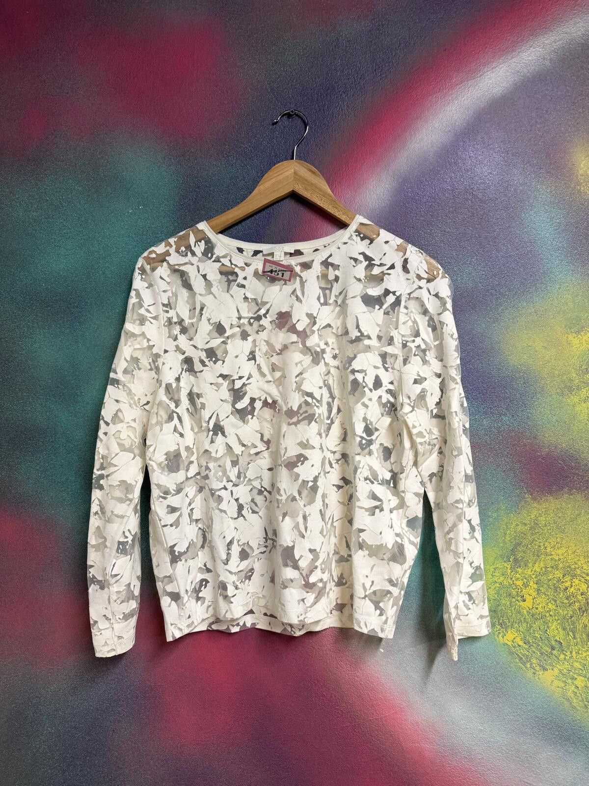 Other COS cream white sheer Burnout Floral Top long sleeve blose Size S / US 4 / IT 40 - 1 Thumbnail