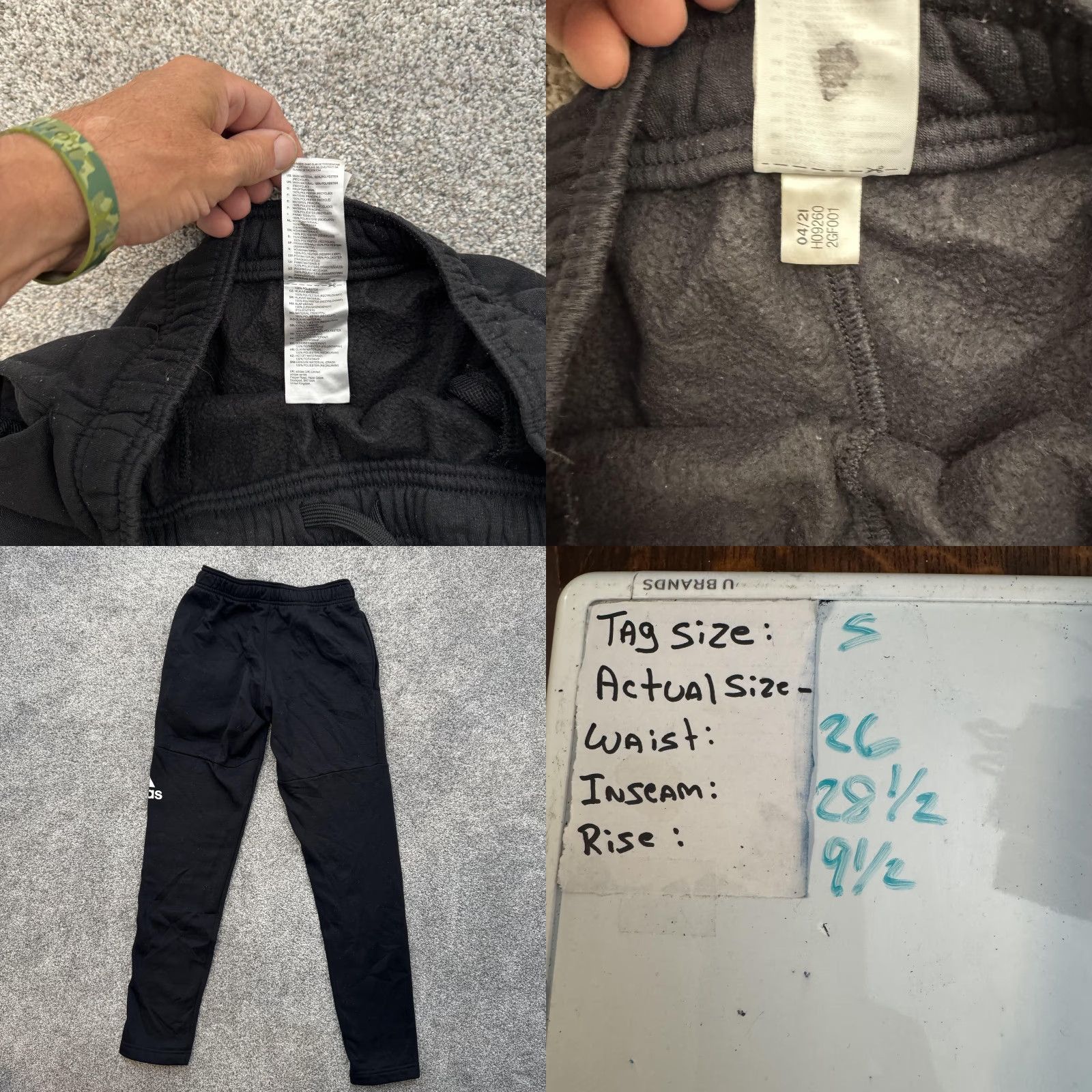 Adidas Adidas Pants Mens Small Fleece Athletic Jogger Drawstring Waist 26x28.5 Size US 29 - 9 Thumbnail