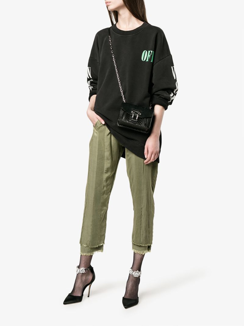Off-White Black Floral Logo Print Oversized Sweatshirt Size XS / US 0-2 / IT 36-38 - 5 Thumbnail