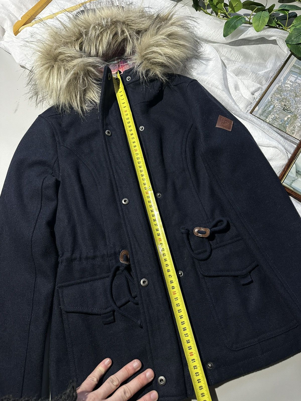 Hollister Hollister Faux Fur Trim Hooded Parka Jacket - Navy Blue - Size S / US 4 / IT 40 - 10 Thumbnail