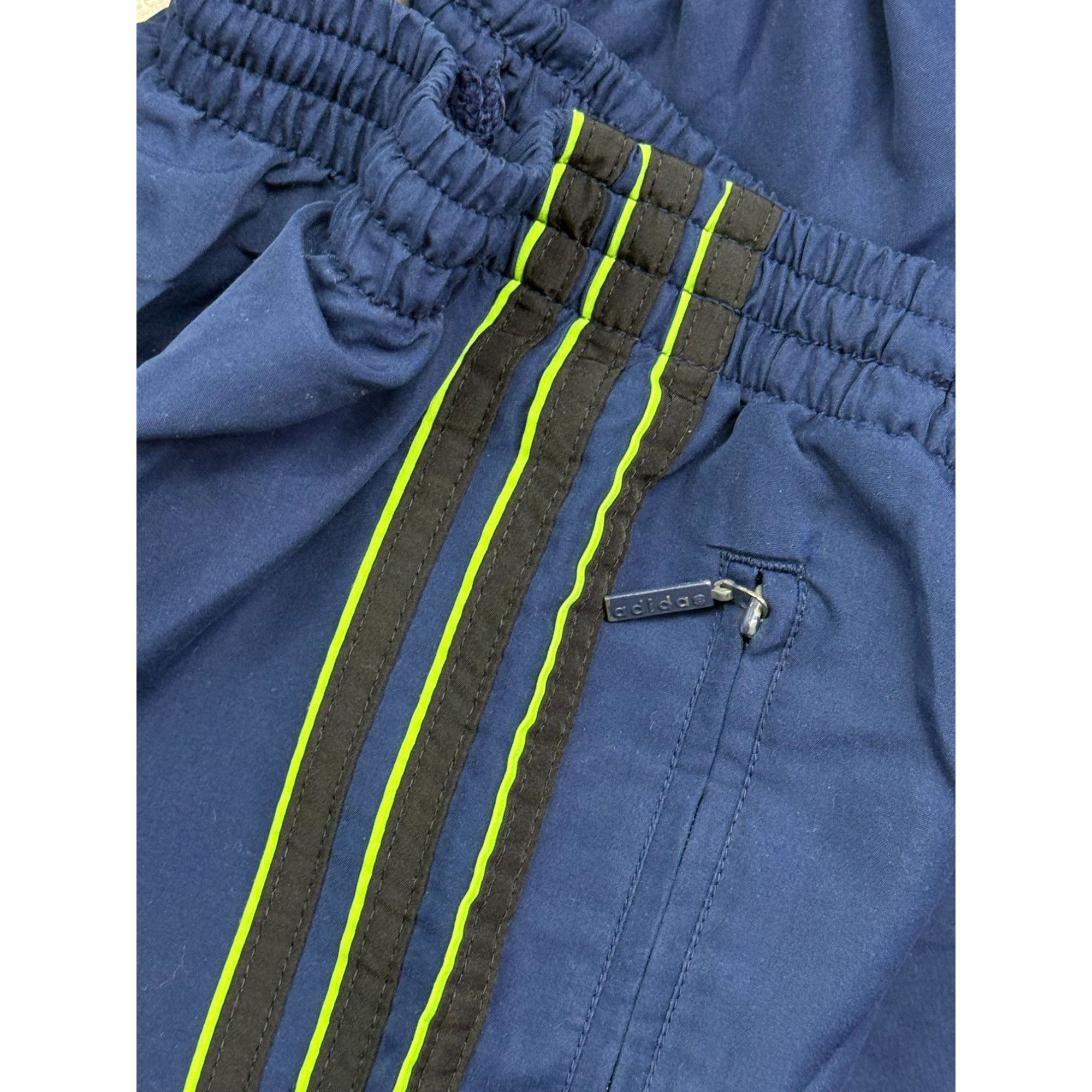 Adidas VINTAGE 90s Adidas Tracksuit Bottoms • Navy & Neon Lime • Fl Size US 36 / EU 52 - 8 Thumbnail