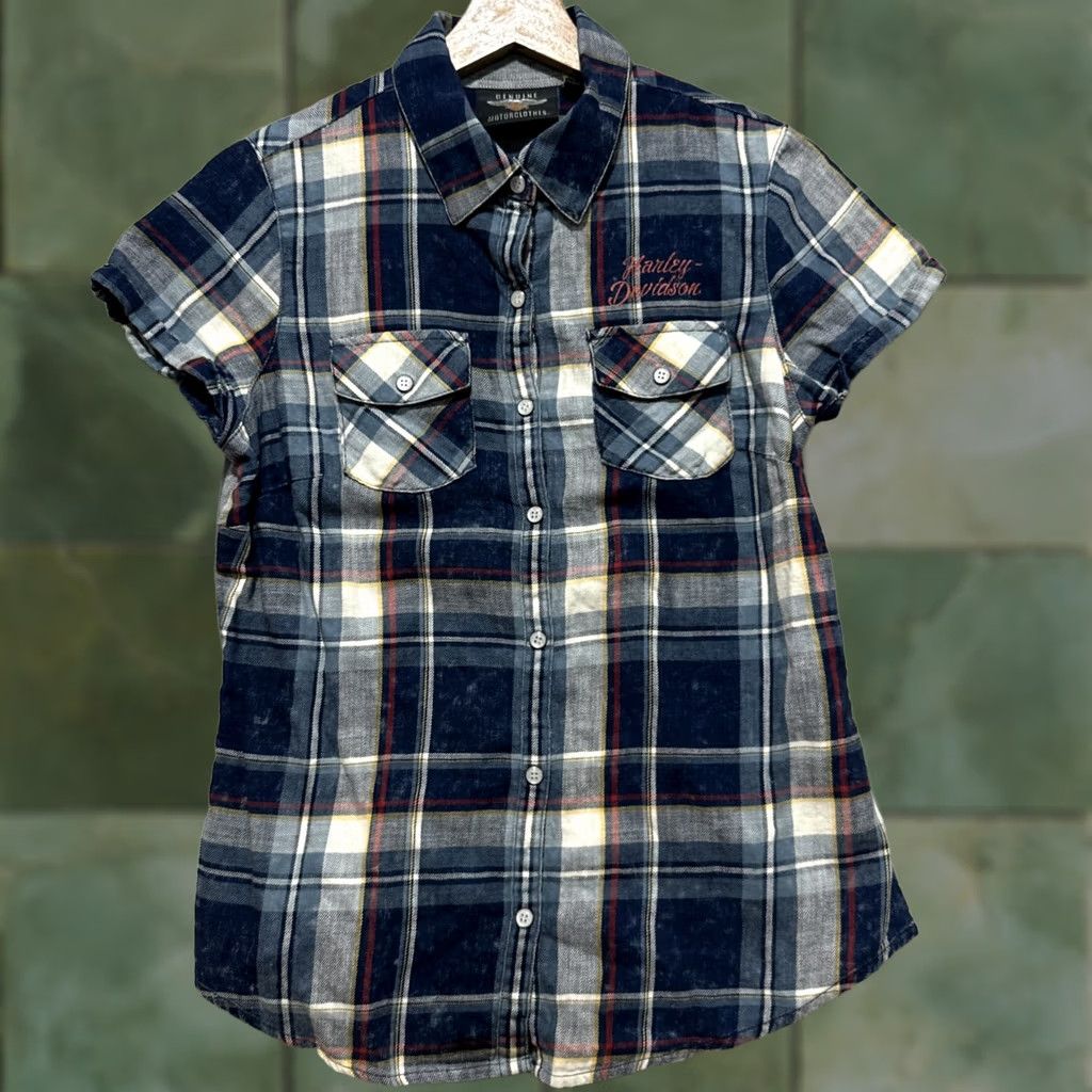 Harley Davidson Harley-Davidson Plaid Womens Size S Snap Button Down Shirt Short Sleeve Collared Size S / US 4 / IT 40 - 1 Thumbnail