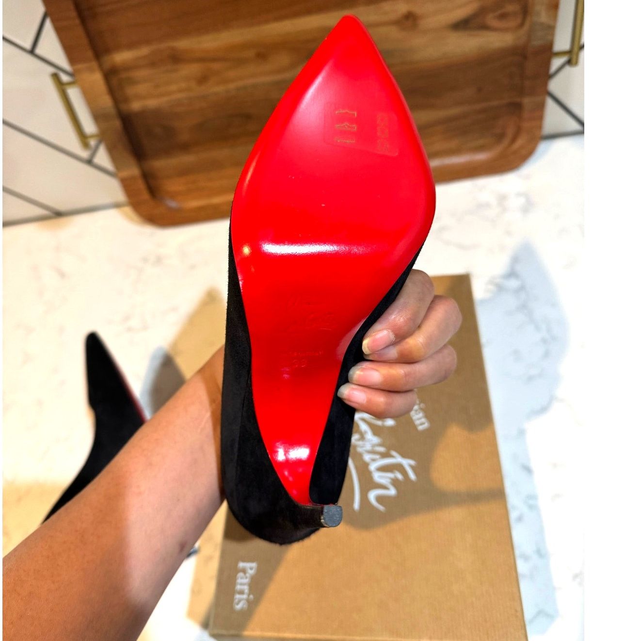 Christian Louboutin Christian Louboutin Alminette black suede 100MM pump Size US 7.5 / IT 37.5 - 8 Thumbnail