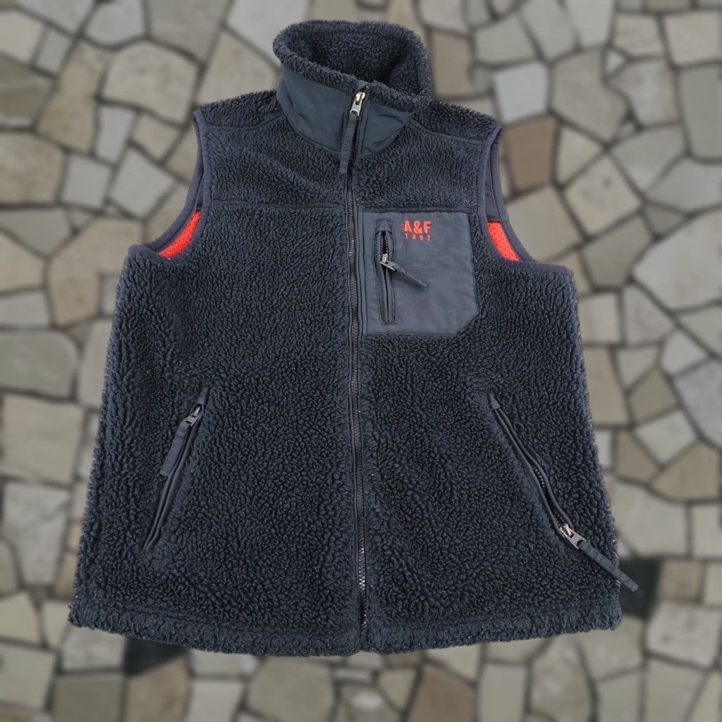 Abercrombie & Fitch Abercrombie & Fitch Vest Mens Medium Dark Blue Sherpa Fleece Zip Up Pile Deep Size US M / EU 48-50 / 2 - 1 Thumbnail