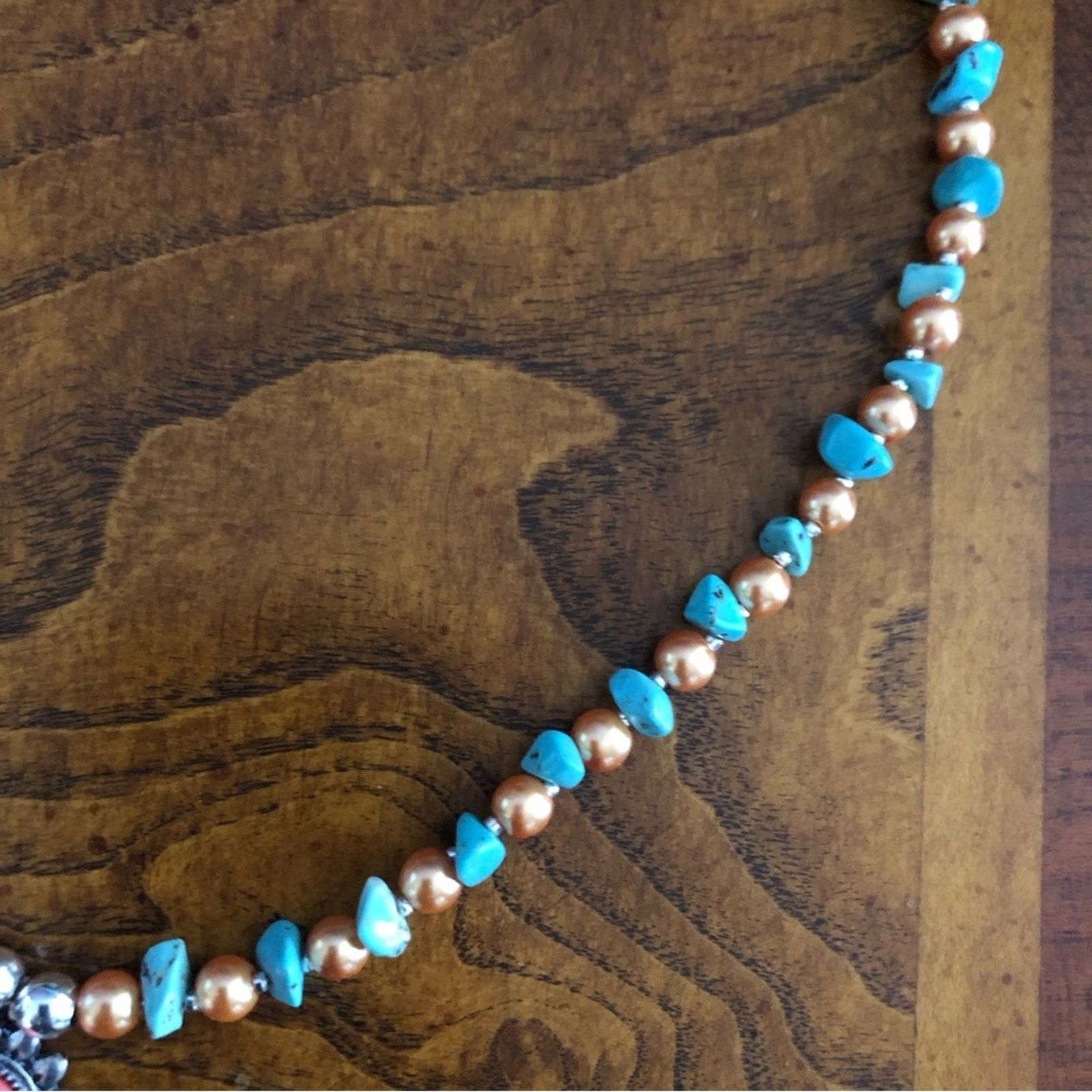 Handmade Handcrafted southwest style red coral howlite stone necklac Size ONE SIZE - 8 Thumbnail