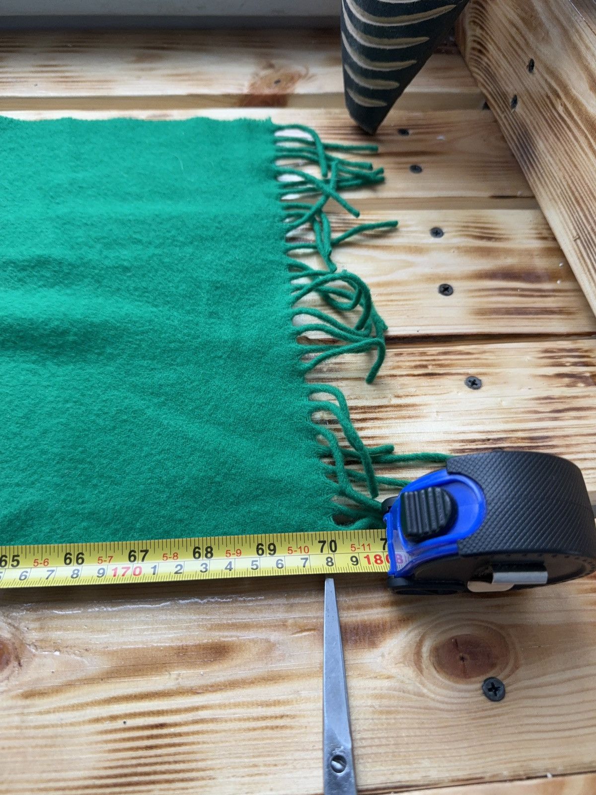Vintage 90s Luxury Vintage Italian Wool Scarf Green Minimal Luxury Size ONE SIZE - 10 Thumbnail
