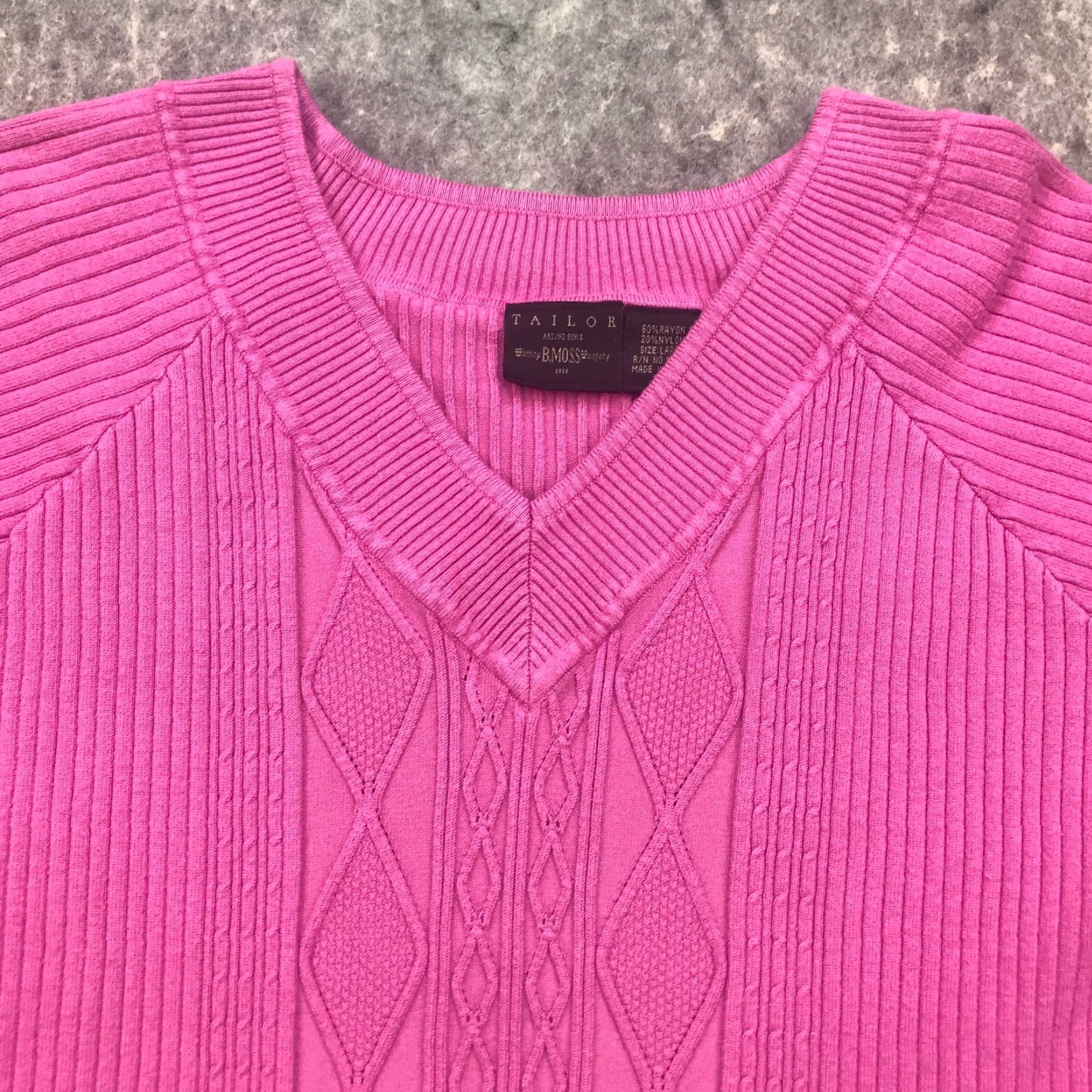 Pinko B. Moss Sweater Womens Pink V-Neck Knit 3/4 Sleeve Stretchy Rayon Large Size L / US 10 / IT 46 - 3 Thumbnail